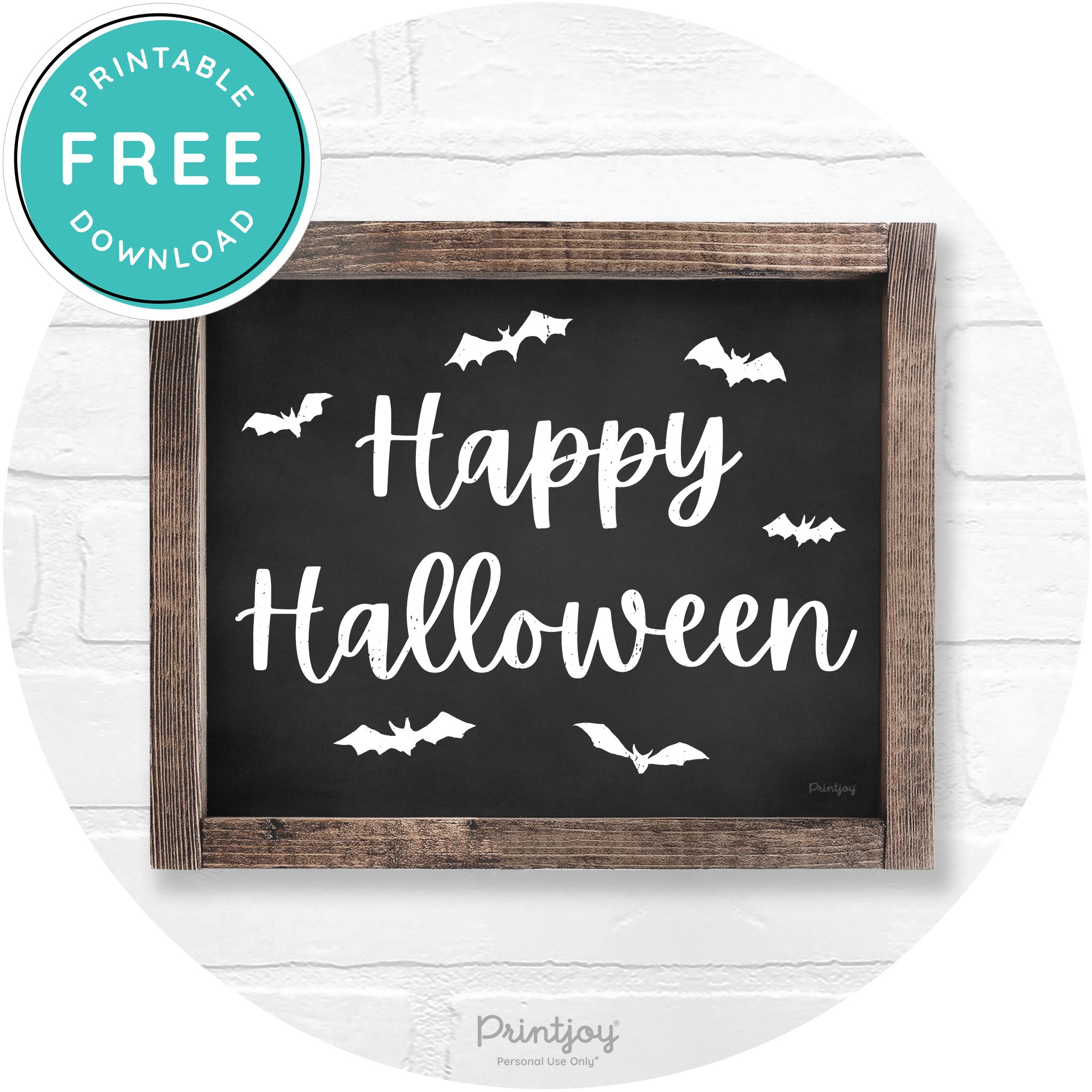Happy Halloween Bats Rustic Farmhouse Wall Art Free Printable - Printjoy