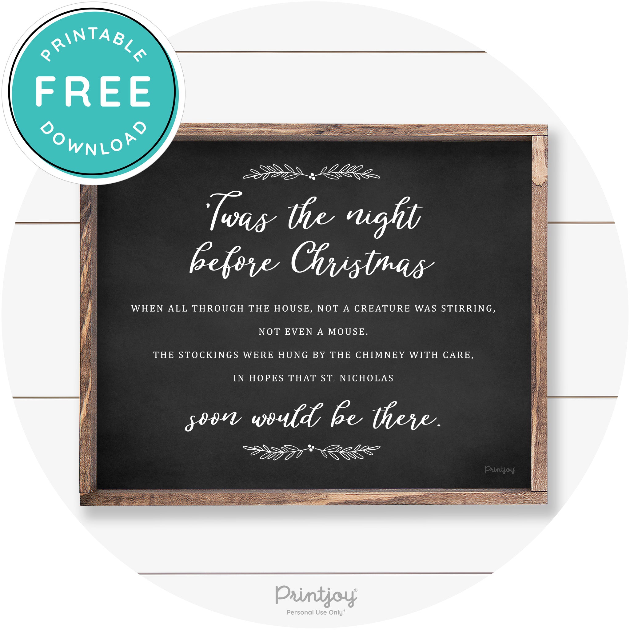 'Twas The Night Before Christmas Farmhouse Wall Art Free Printable - Printjoy