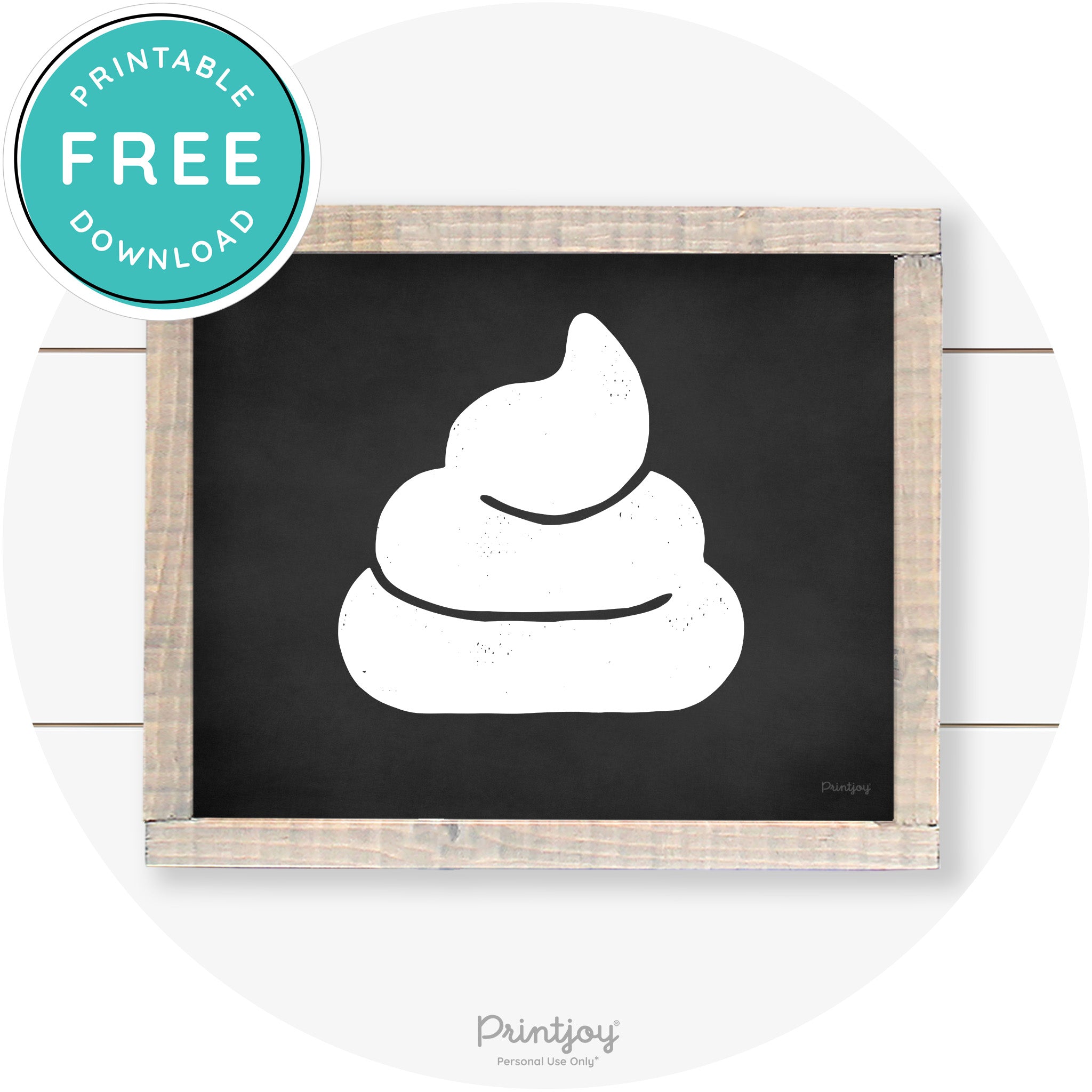 Poop Emoji Silhouette Funny Bathroom Sign Wall Art Free Printable - Printjoy
