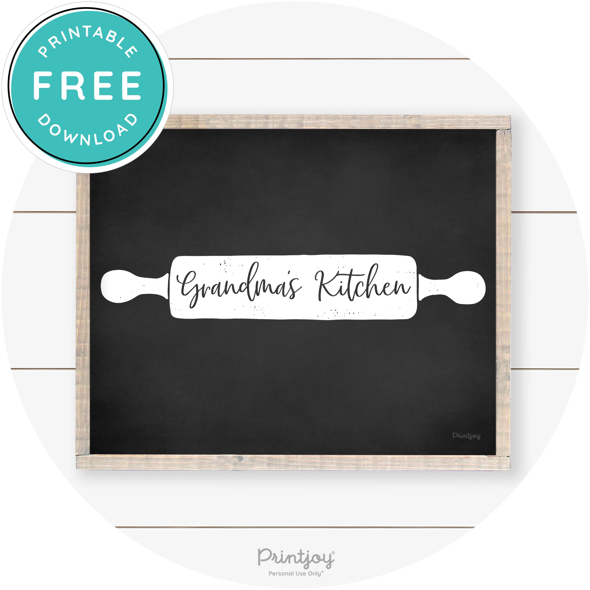 Grandma's Kitchen Rolling Pin Farmhouse Wall Art Free Printable - Printjoy