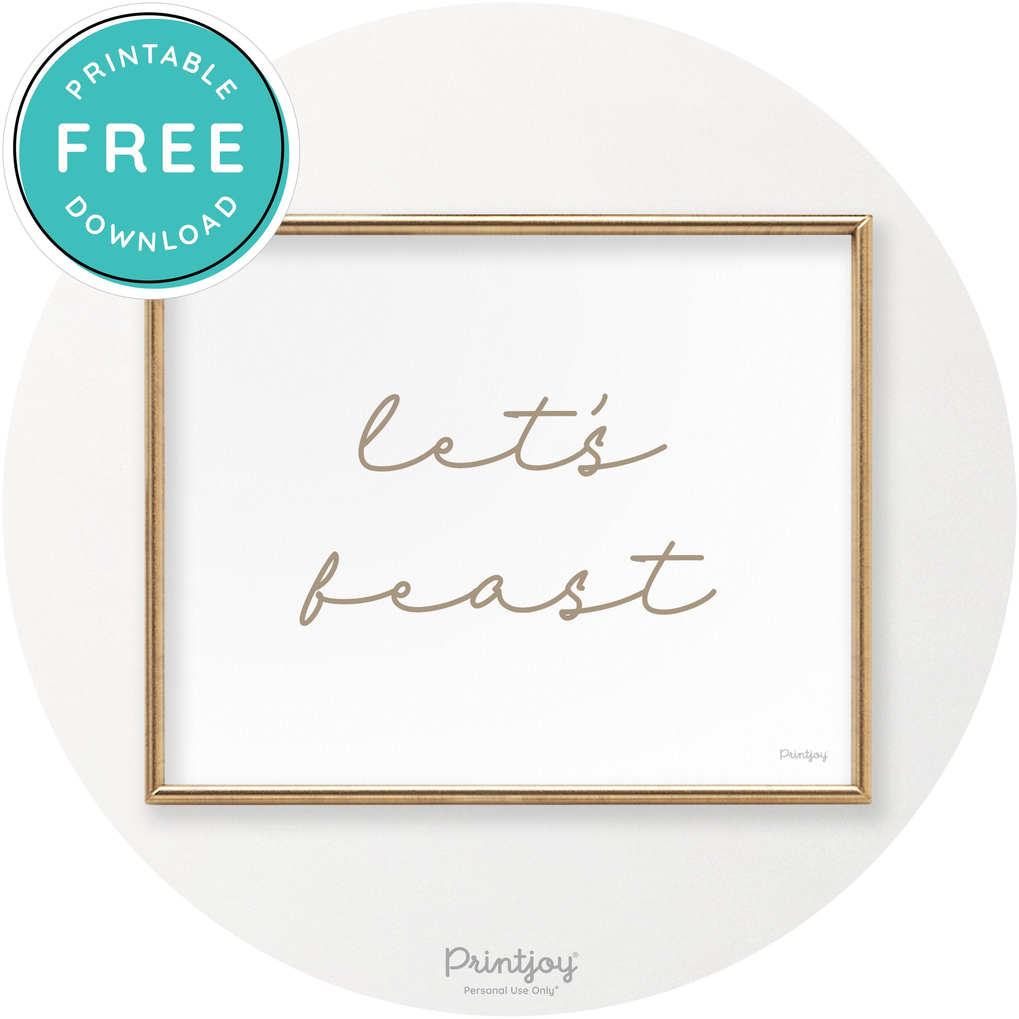 Let's Feast Cute Thanksgiving Modern Chic Wall Art Printable - Printjoy