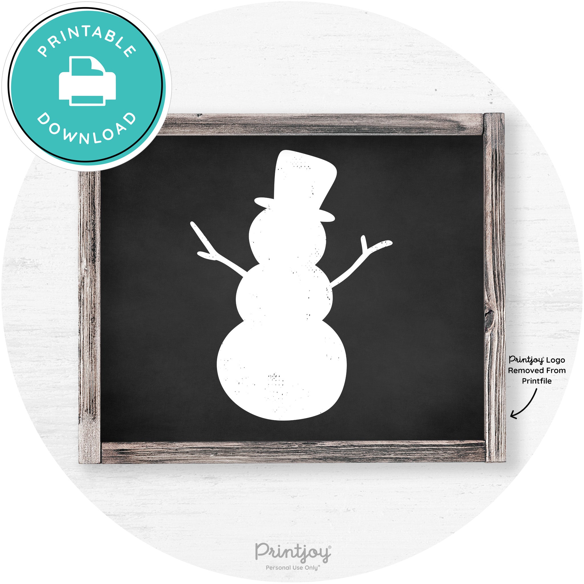 Snowman Silhouette Winter Farmhouse Wall Art Decor Free Printable - Printjoy