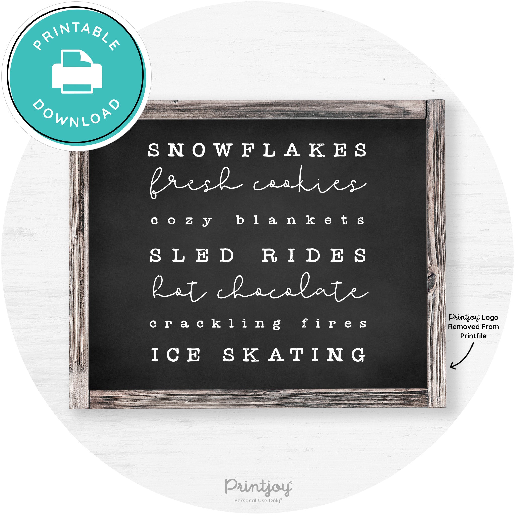 Winter Favorite Things Rustic Farmhouse Wall Art Decor Free Printable - Printjoy