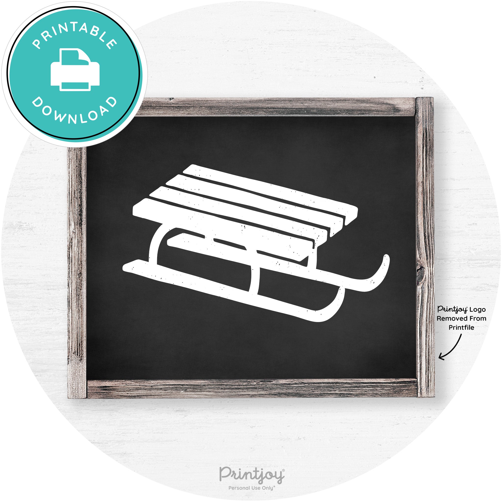 Winter Old Fashioned Sled Rustic Farmhouse Wall Art Free Printable - Printjoy