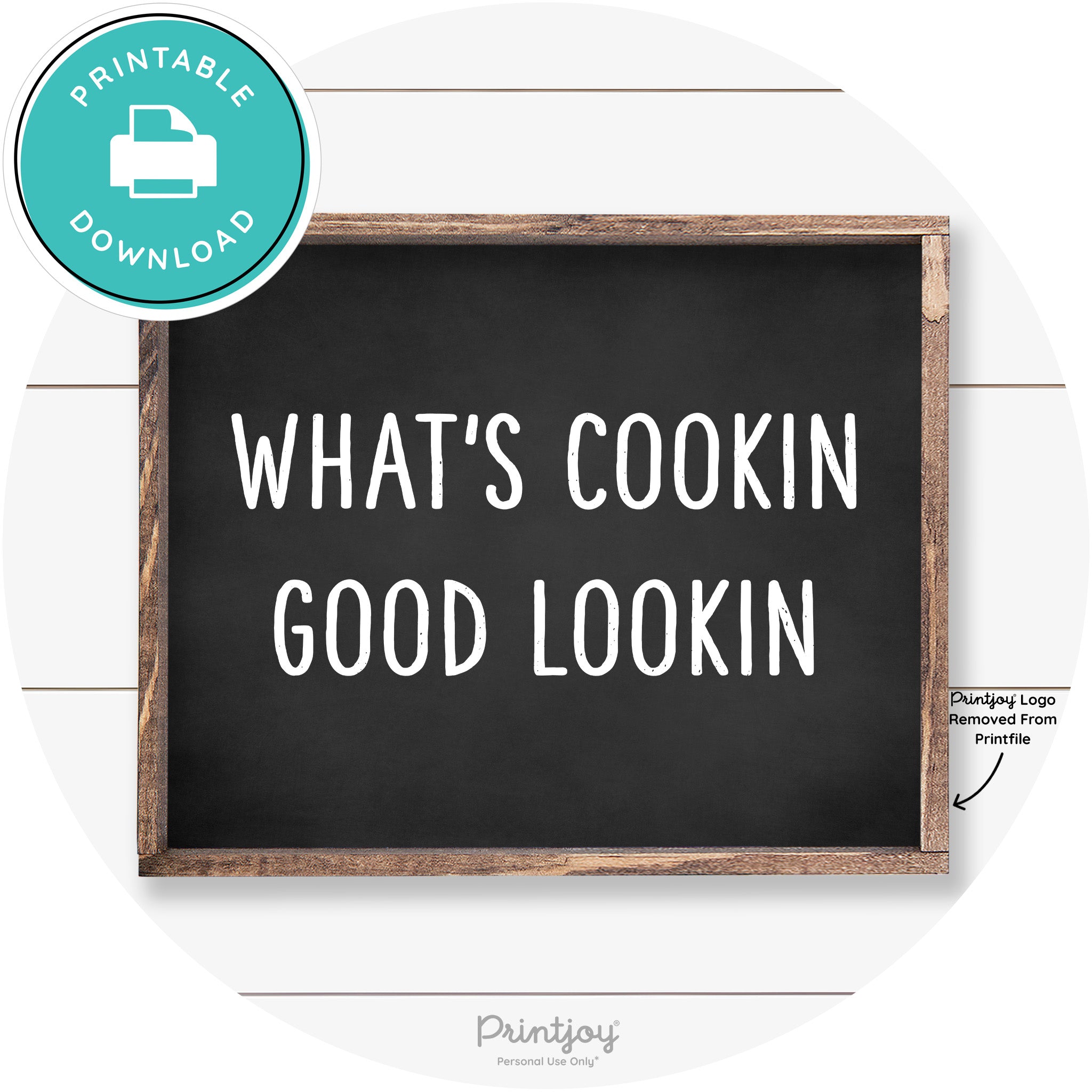 What's Cookin Good Lookin Farmhouse Kitchen Wall Art Free Printable - Printjoy