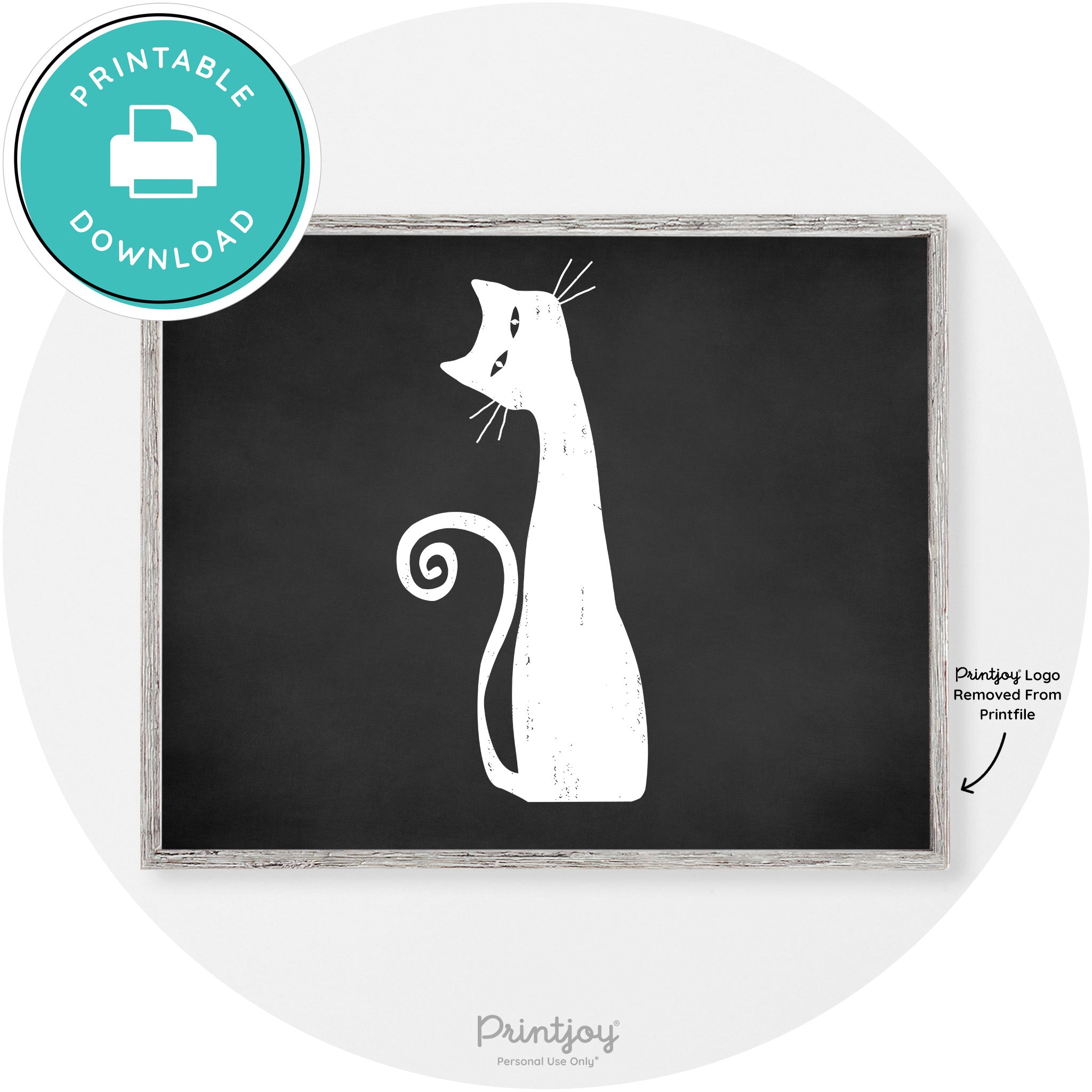 Creepy Skinny Cat Modern Vintage Halloween Wall Art Free Printable - Printjoy