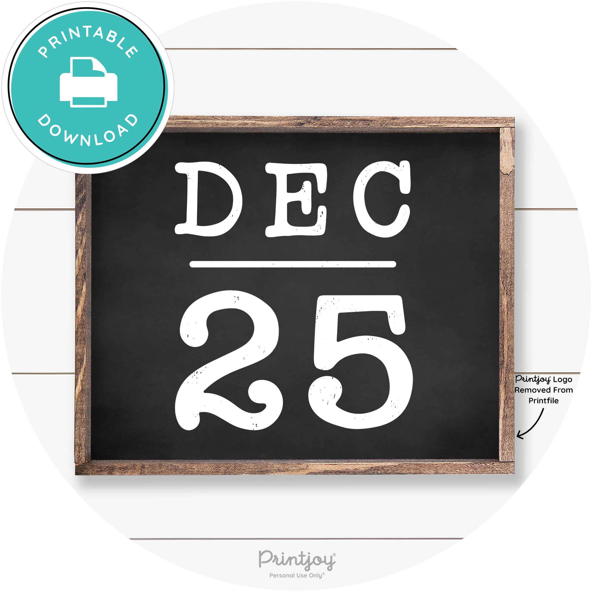 Dec 25 Christmas Rustic Farmhouse Wall Art Decor Free Printable - Printjoy