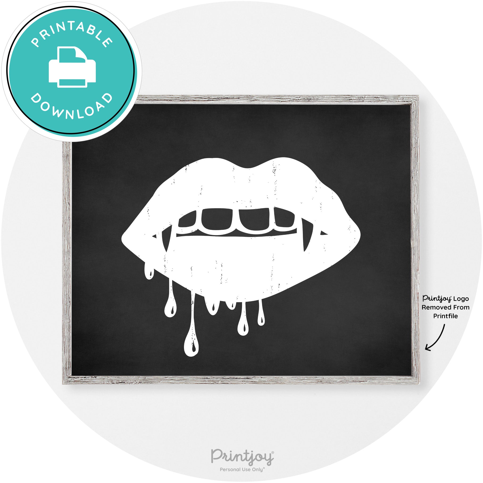 Dracula Fangs Teeth Modern Vintage Halloween Wall Art Free Printable - Printjoy