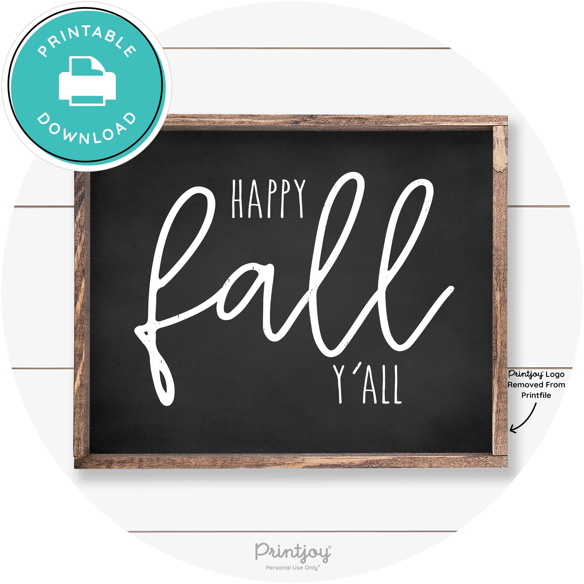 Happy Fall Y'all Cute Farmhouse Autumn Wall Art Decor Free Printable - Printjoy