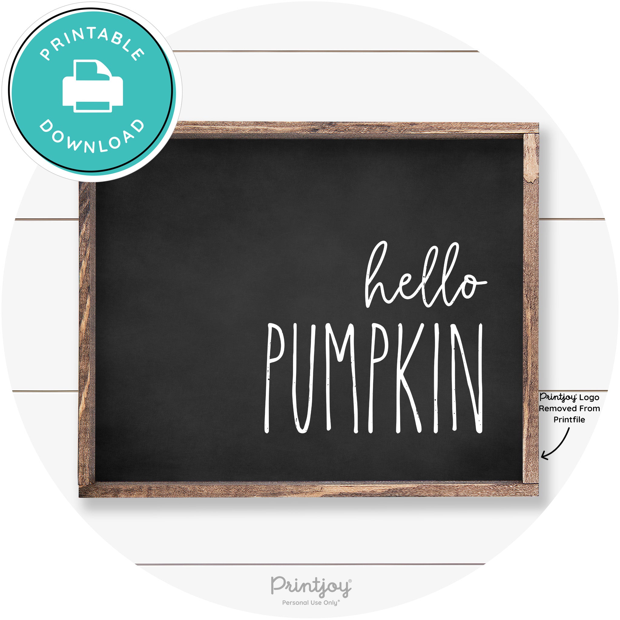 Hello Pumpkin Cute Fun Simple Farmhouse Wall Art Free Printable - Printjoy