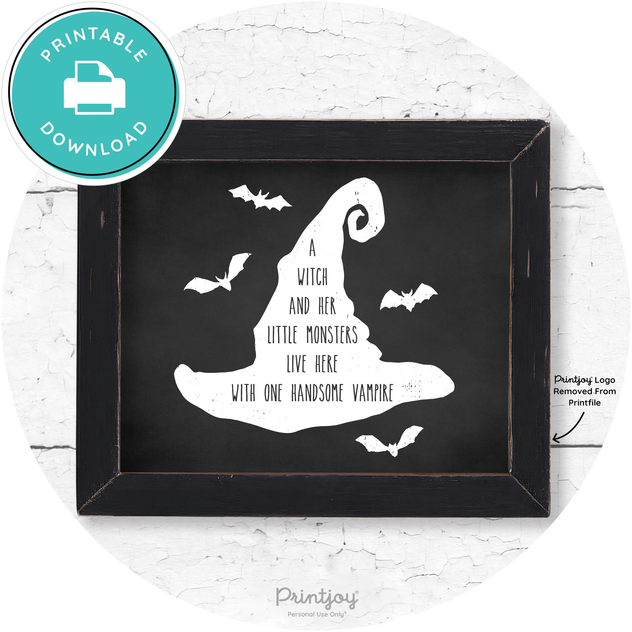 Fun Halloween Family Farmhouse Witch Hat Wall Art Free Printable - Printjoy