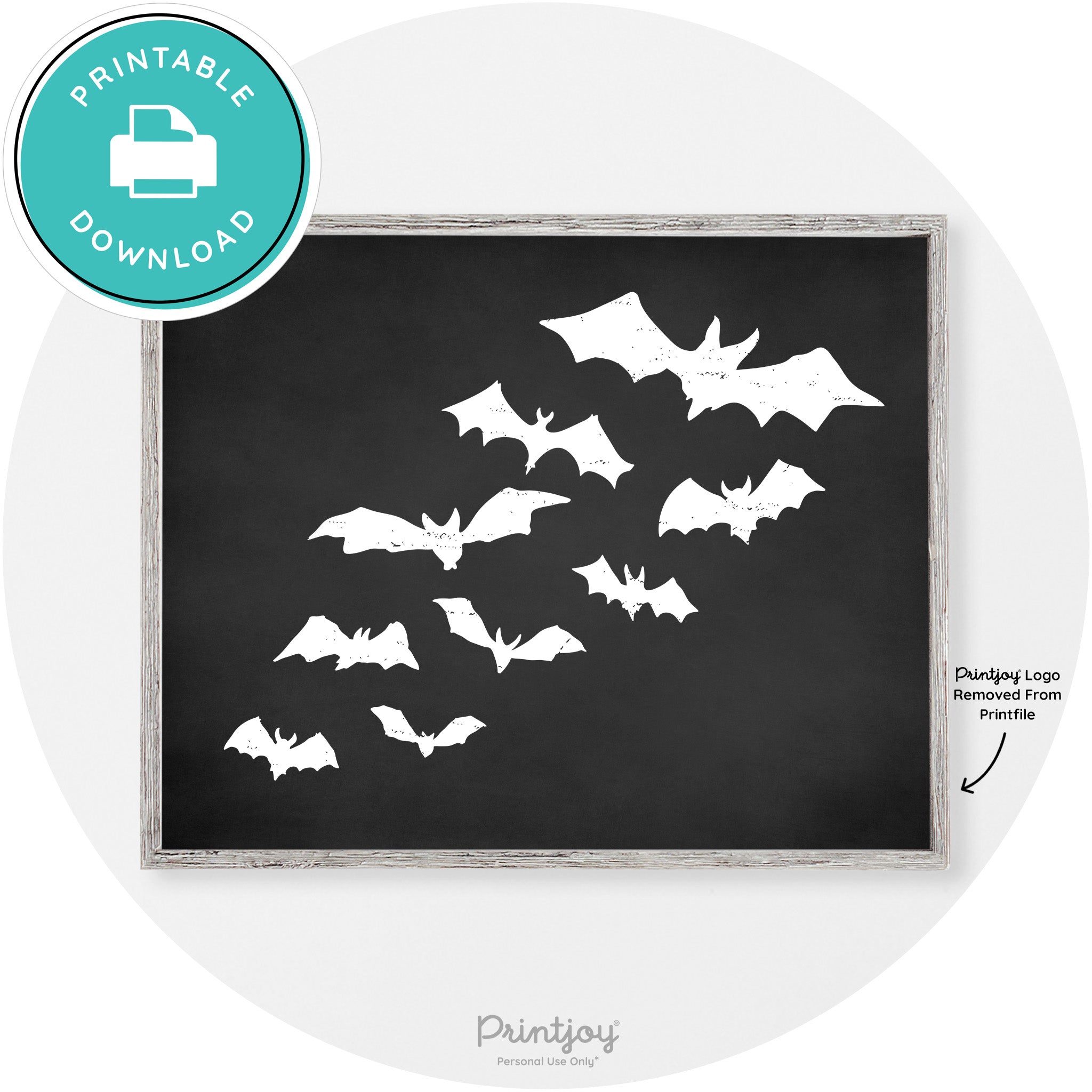Halloween Bats Silhouette Modern Vintage Wall Art Free Printable - Printjoy