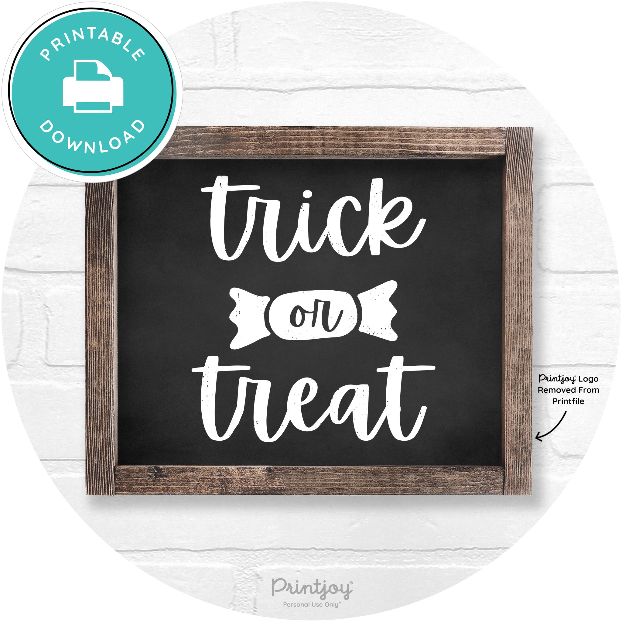 Trick Or Treat Halloween Rustic Farmhouse Wall Art Free Printable - Printjoy