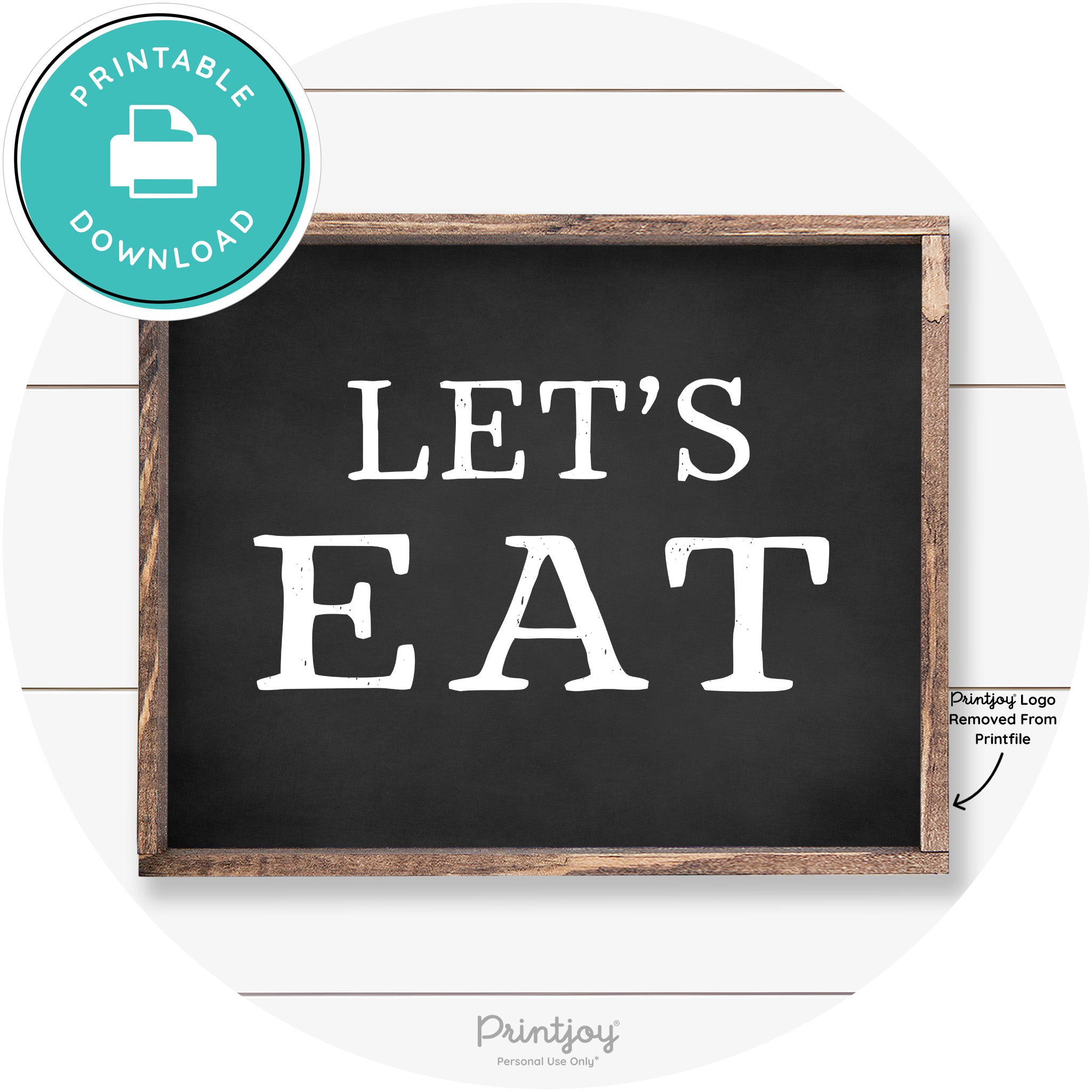 Let's Eat Kitchen Sign Rustic Farmhouse Wall Art Decor Free Printable