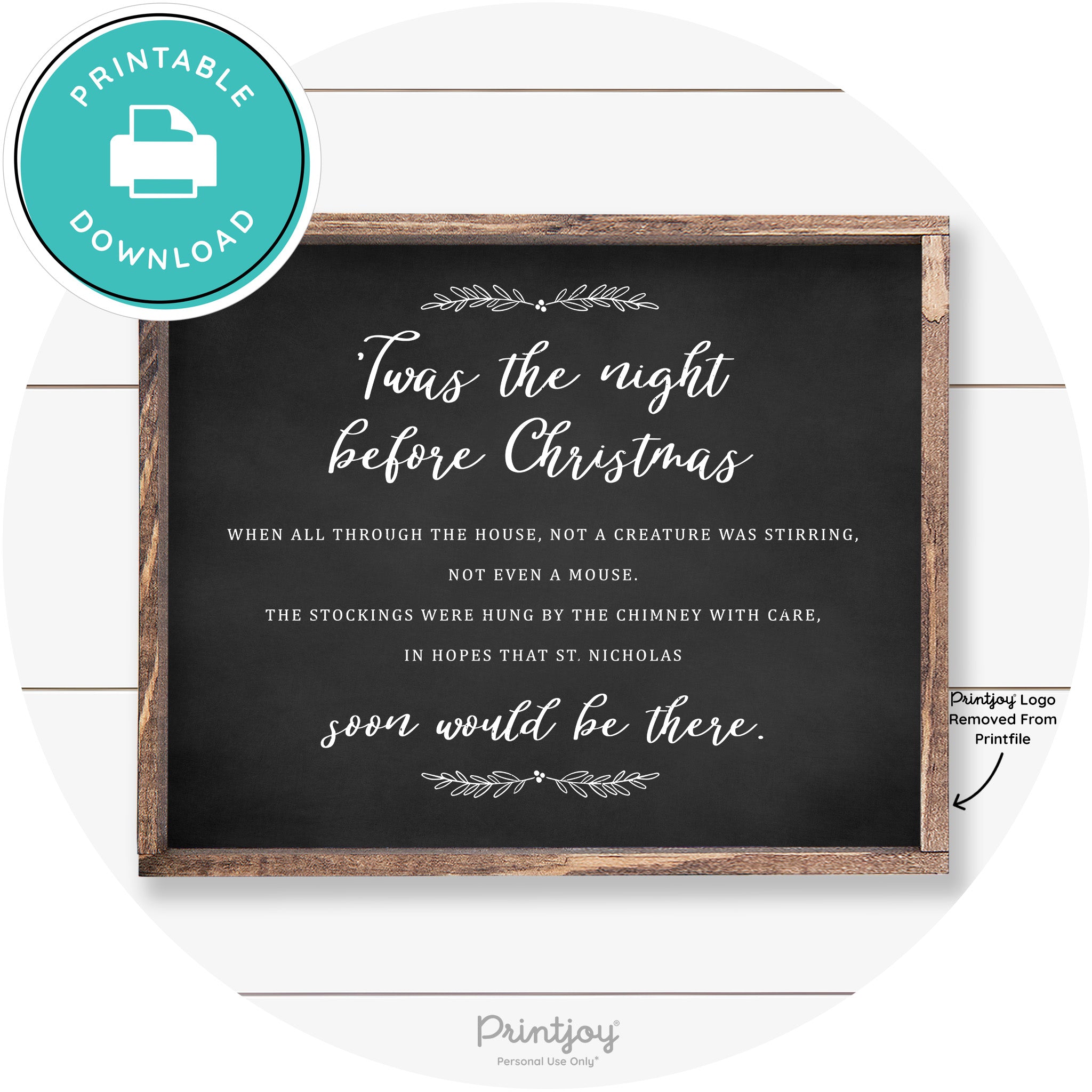 'Twas The Night Before Christmas Farmhouse Wall Art Free Printable - Printjoy
