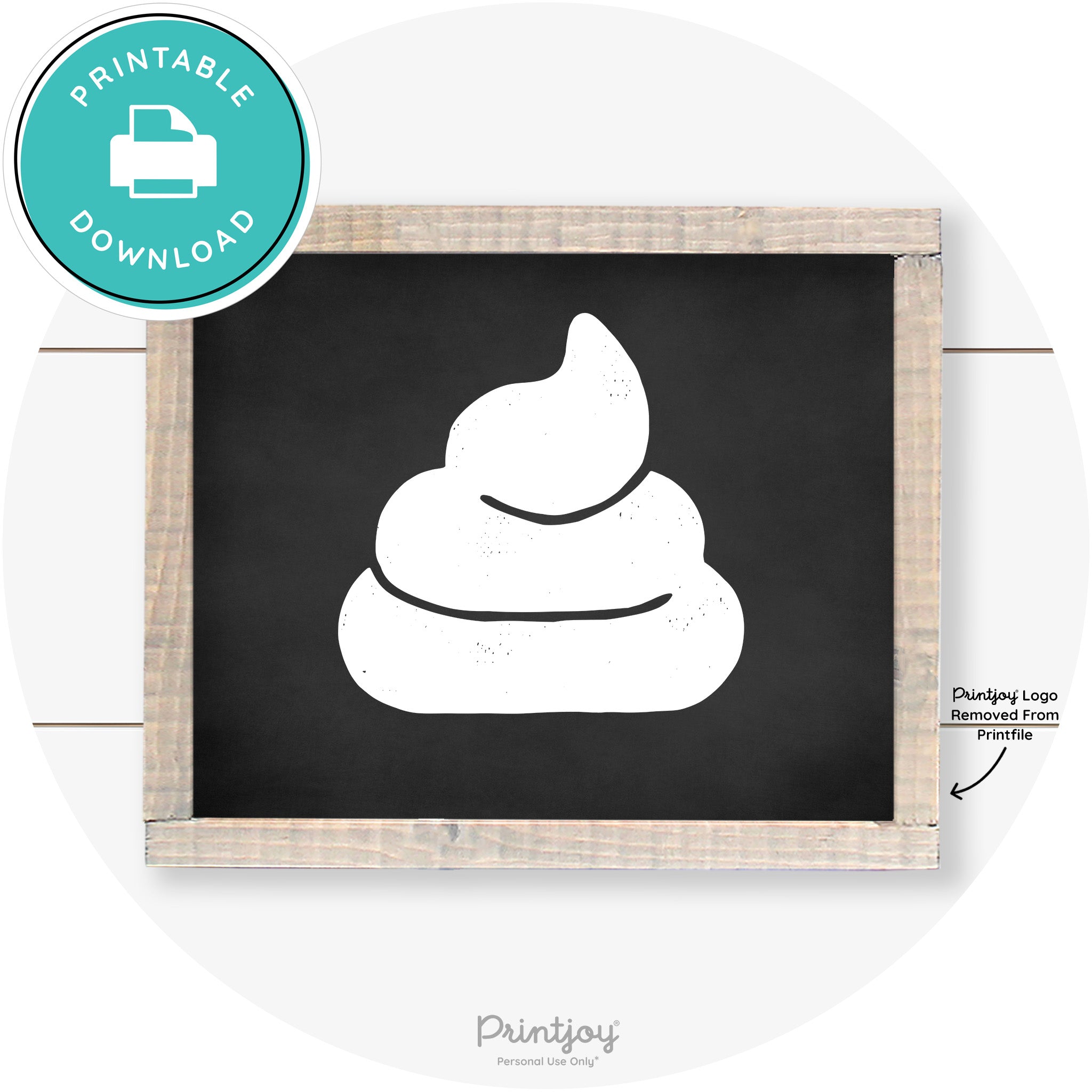 Poop Emoji Silhouette Funny Bathroom Sign Wall Art Free Printable - Printjoy