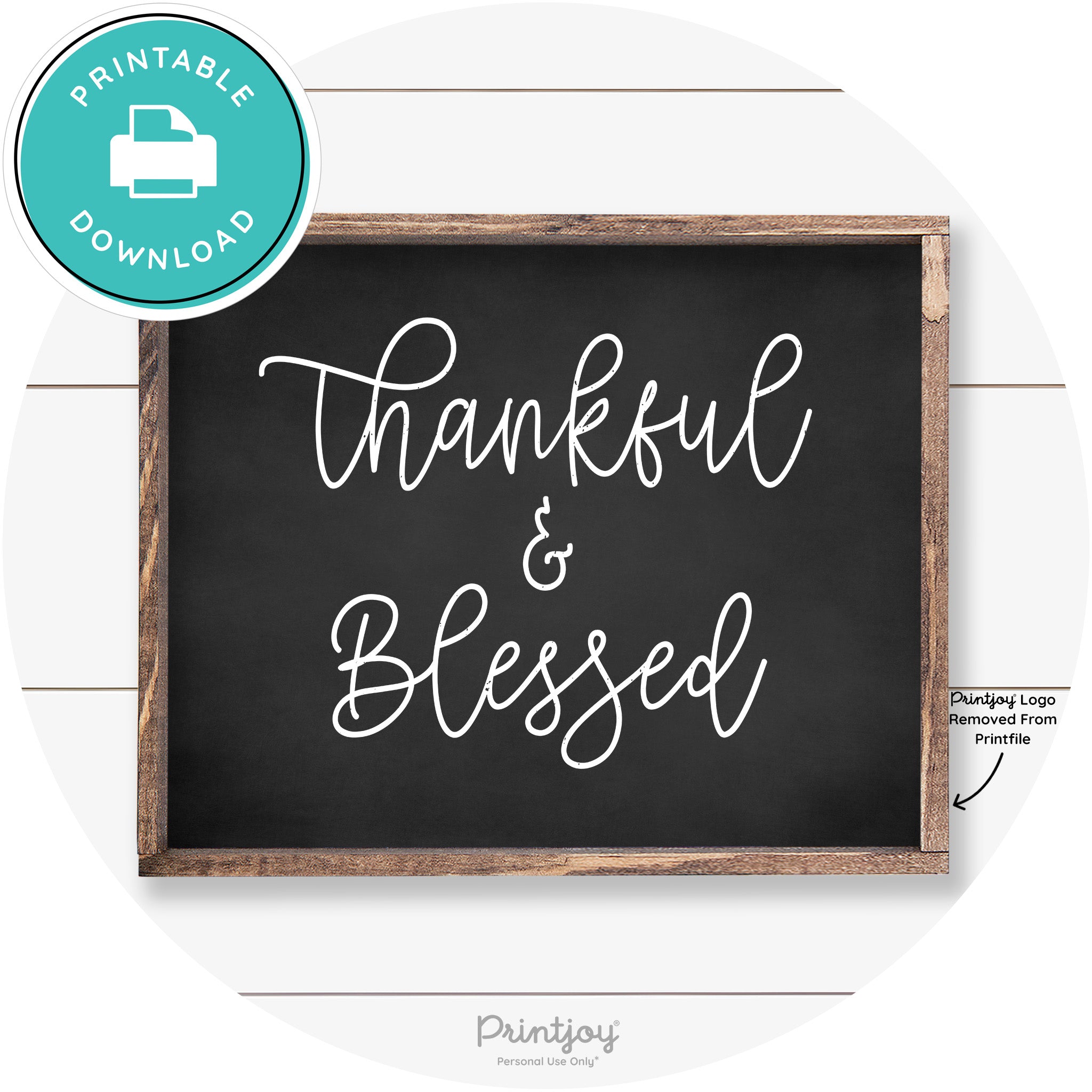 Thankful And Blessed Thanksgiving Farmhouse Wall Art Free Printable - Printjoy