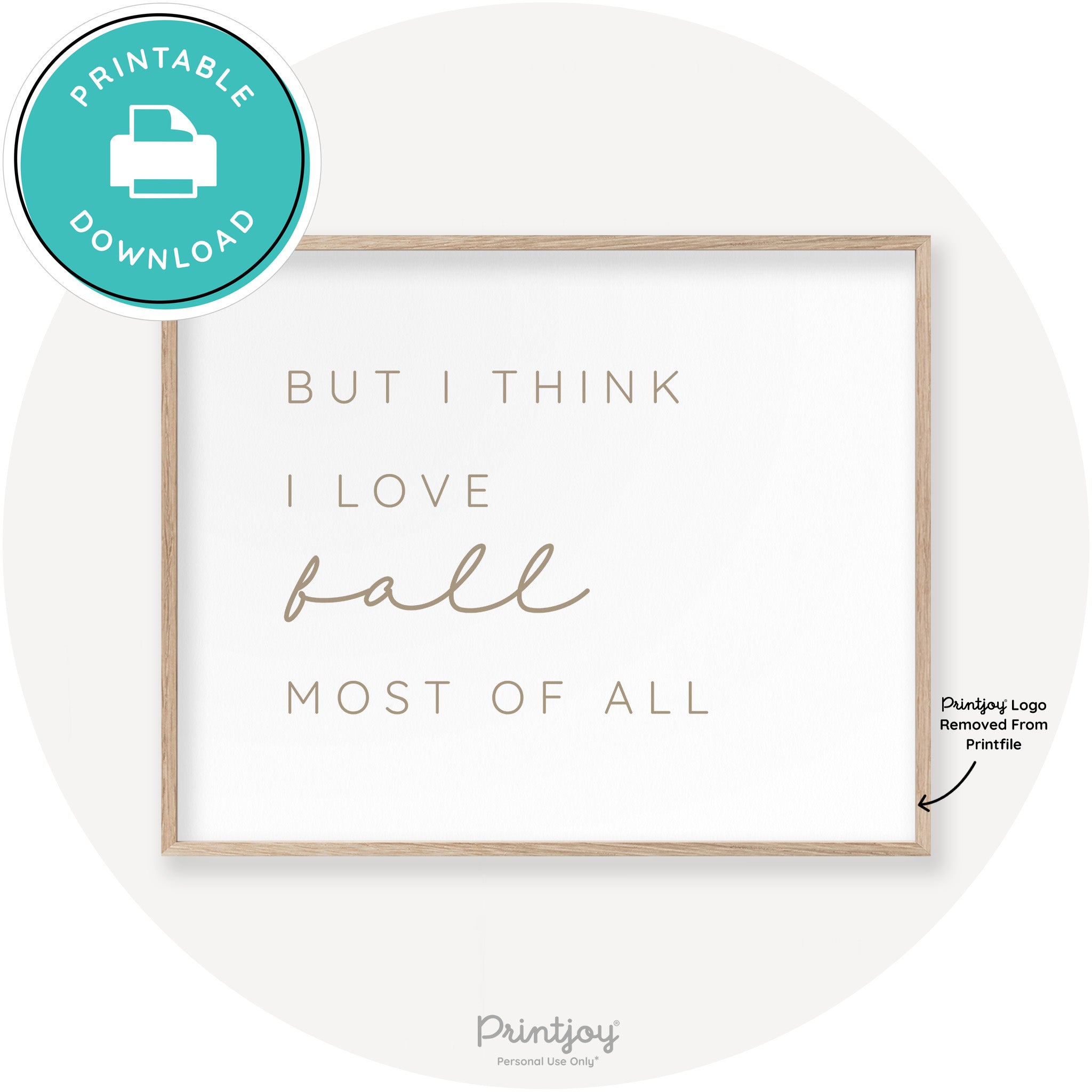 Love Fall Most Of All Cute Modern Chic Decor Wall Art Printable - Printjoy