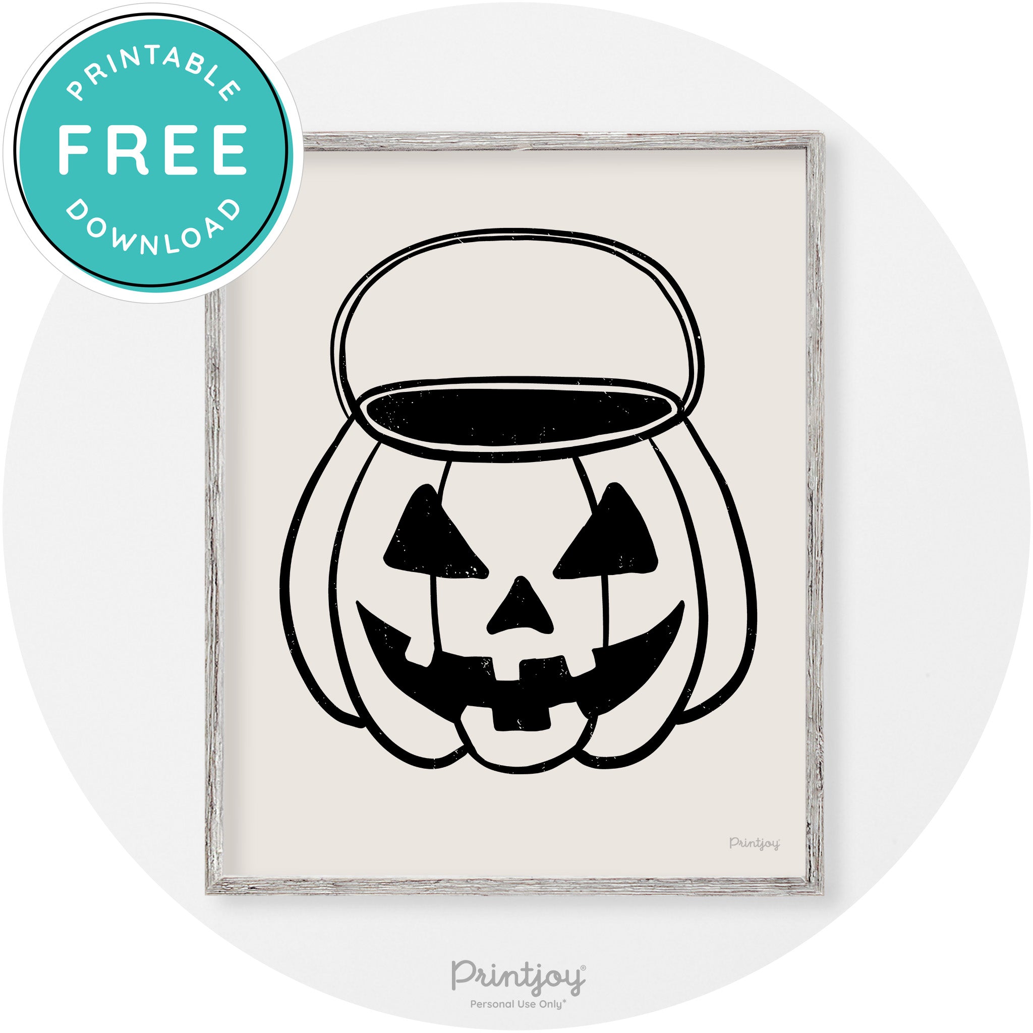 Jack O Lantern Treat Bucket Vintage Halloween Wall Art Free Printable - Printjoy