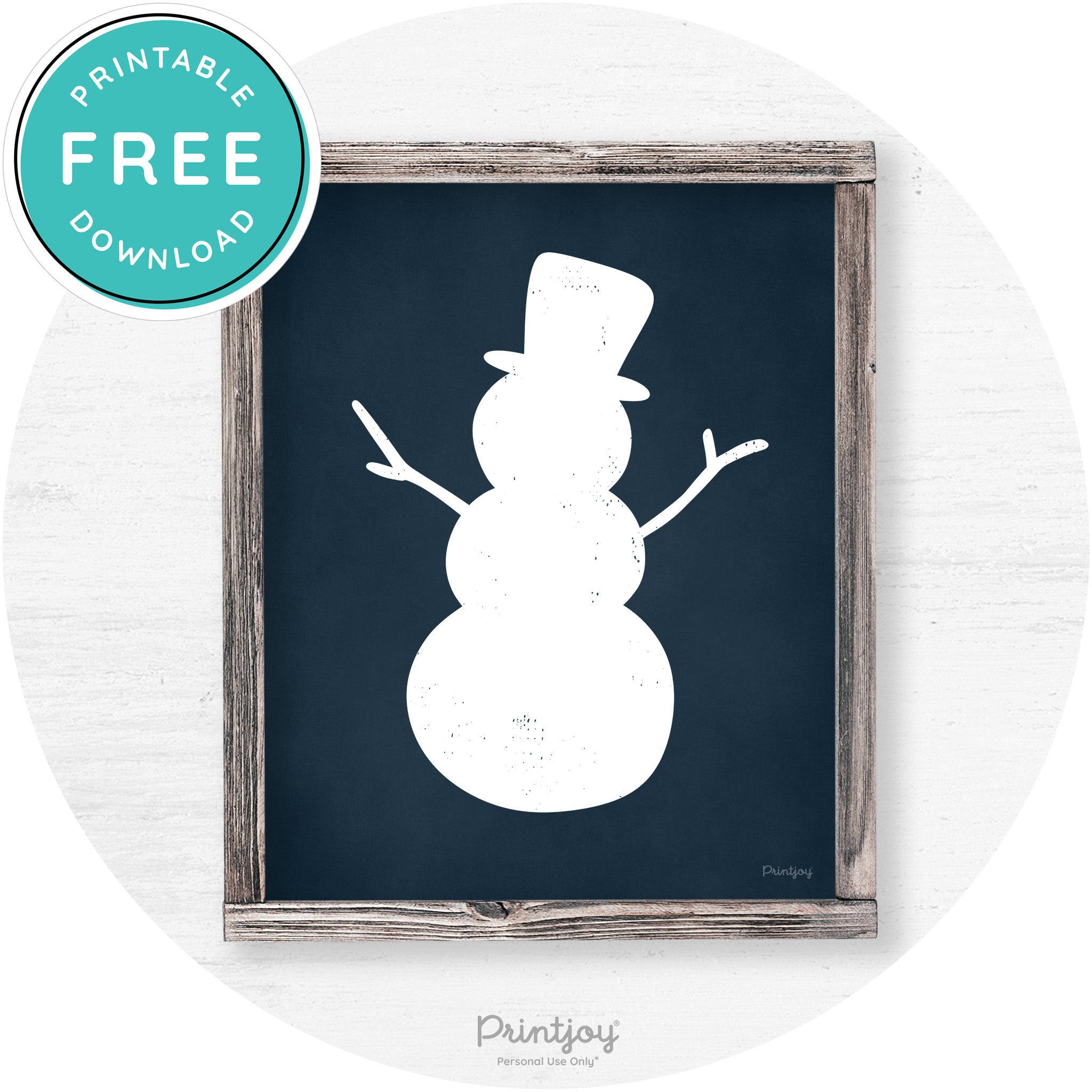 Snowman Silhouette Winter Farmhouse Wall Art Decor Free Printable - Printjoy