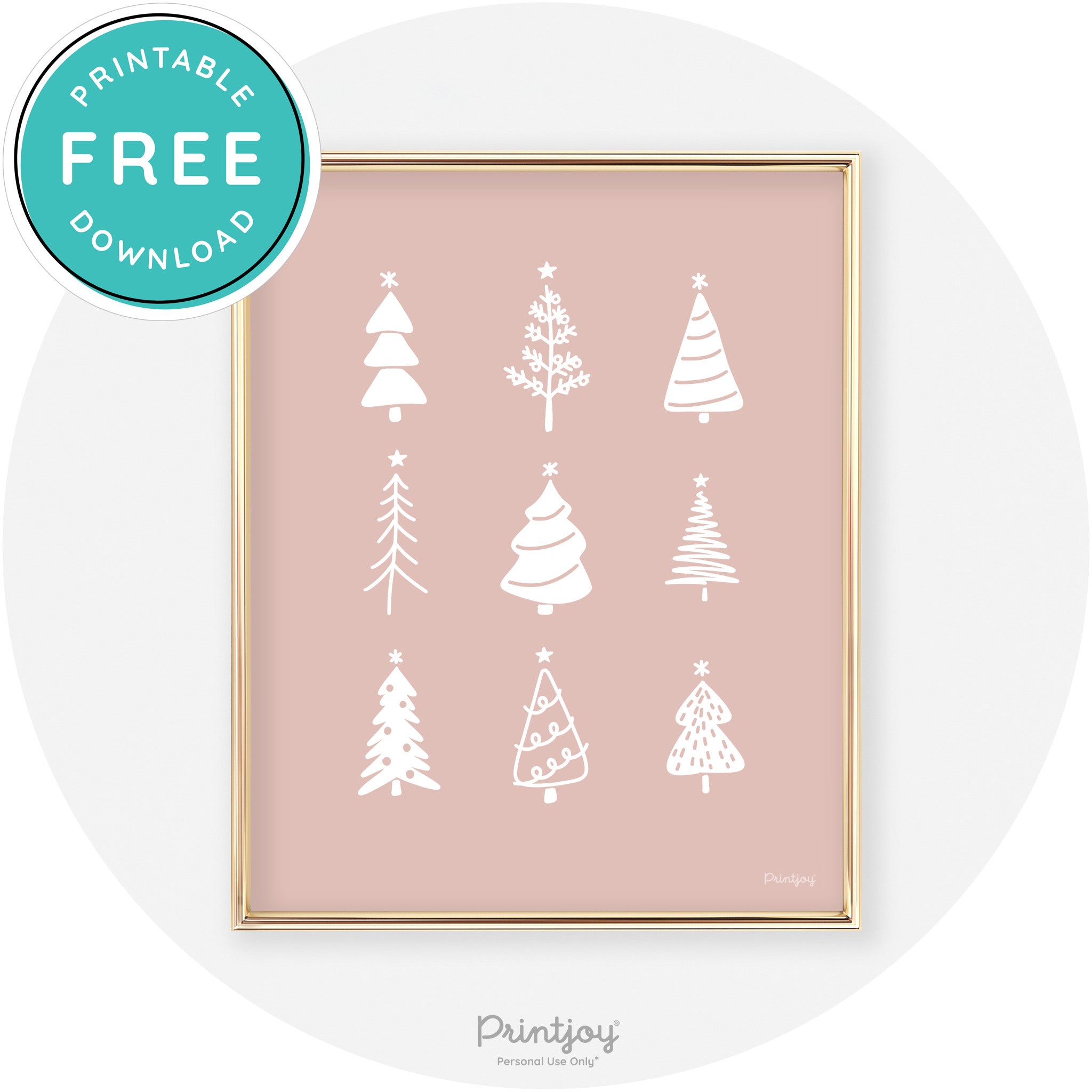 Christmas Trees Cute Modern Chic Wall Art Decor Free Printable - Printjoy