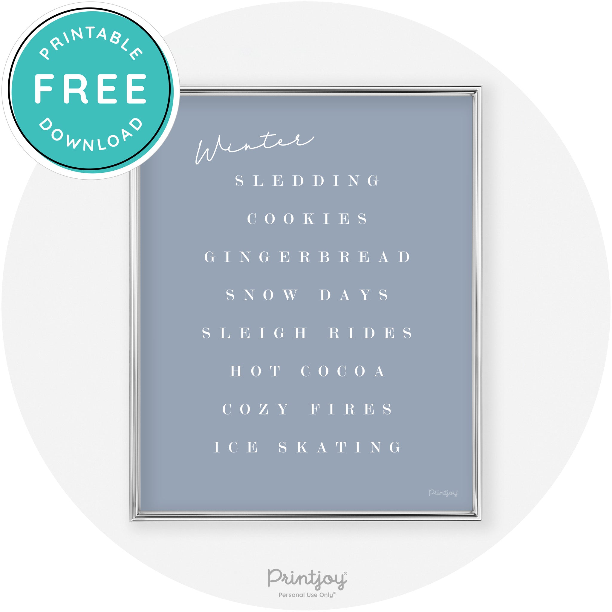 Winter Favorite Things Modern Chic Wall Art Decor Free Printable - Printjoy