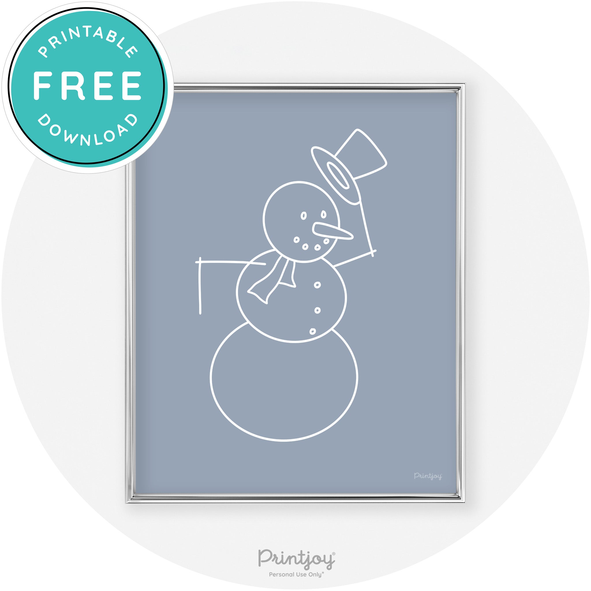 Snowman Line Art Cute Winter Modern Chic Wall Art Free Printable - Printjoy