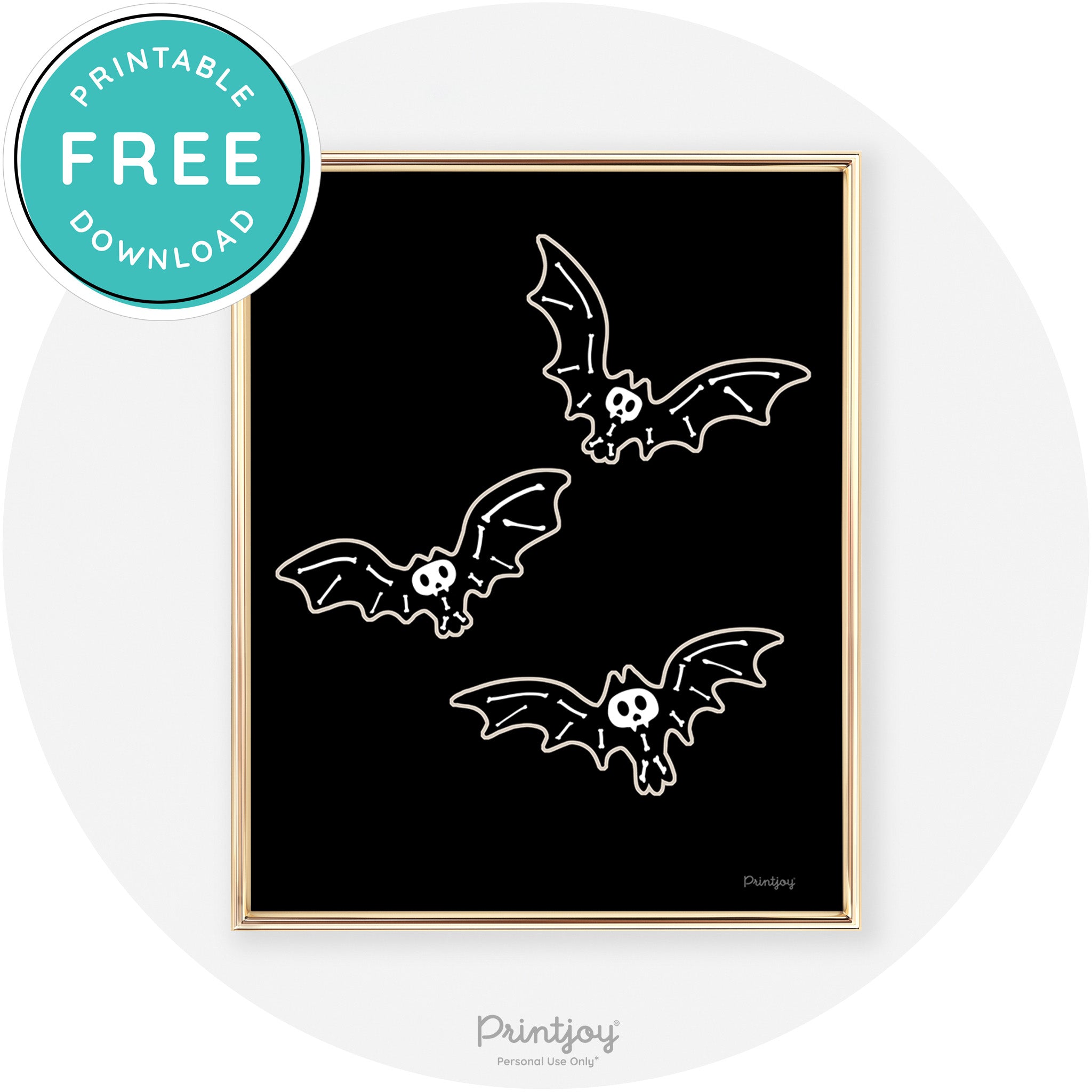 Skeleton Bats Spooky Fun Cute Chic Halloween Wall Art Free Printable - Printjoy