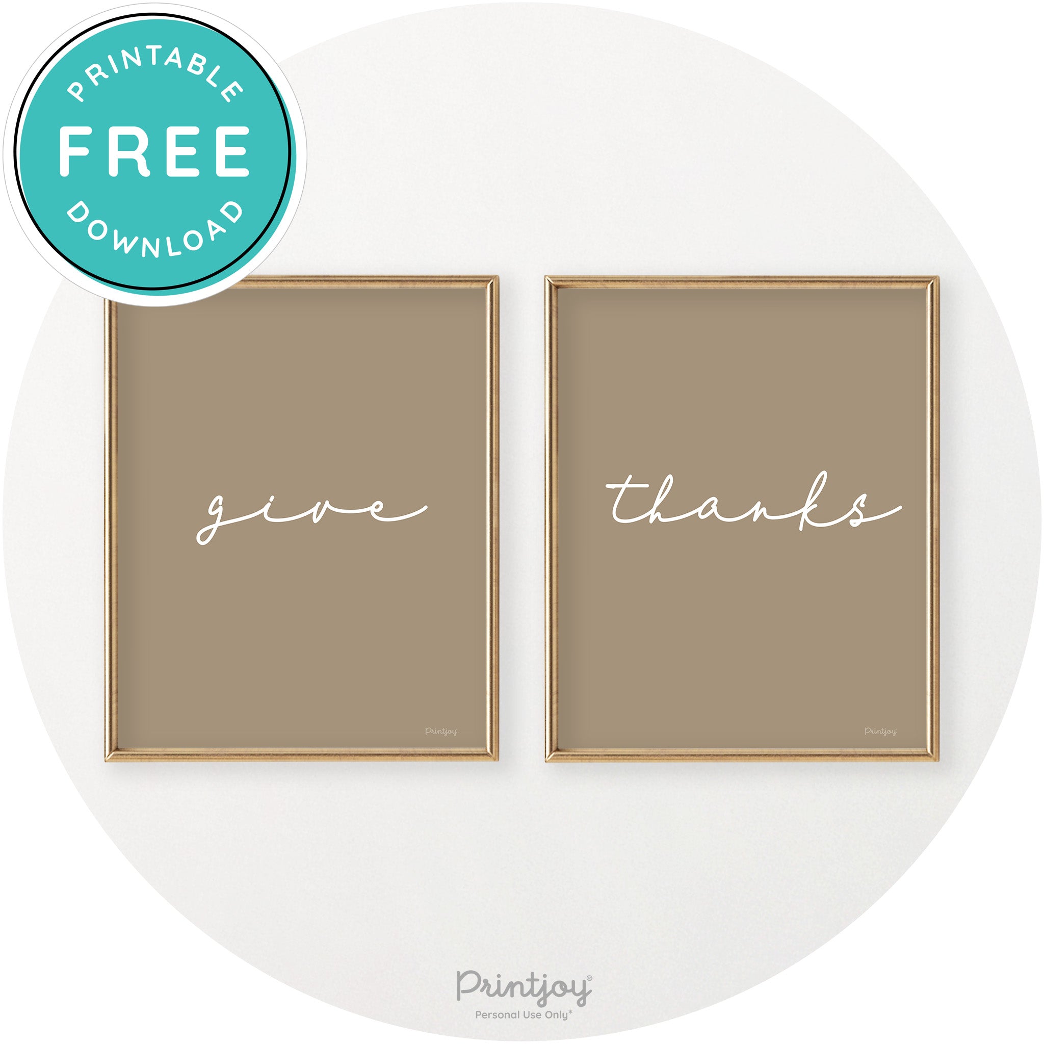 Give Thanks Set Of 2 Thanksgiving Chic Wall Art Decor Free Printable - Printjoy