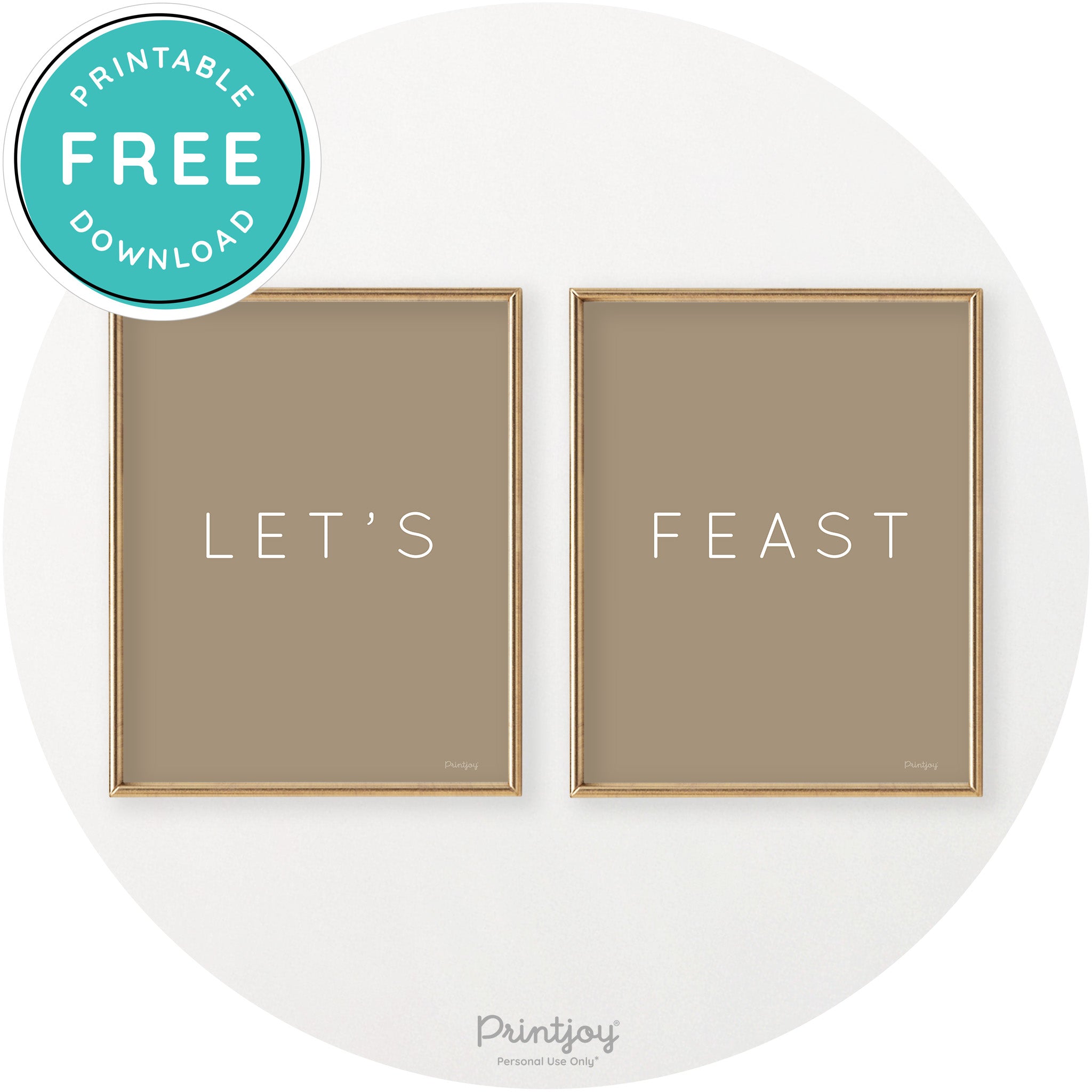 Let's Feast Set Of 2 Thanksgiving Chic Wall Art Decor Free Printable - Printjoy