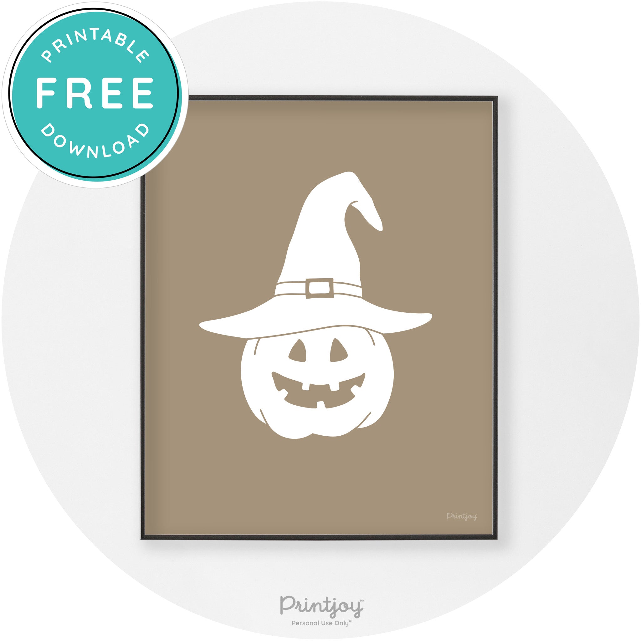 Halloween Cute Witch Jack O Lantern Chic Wall Art Printable - Printjoy