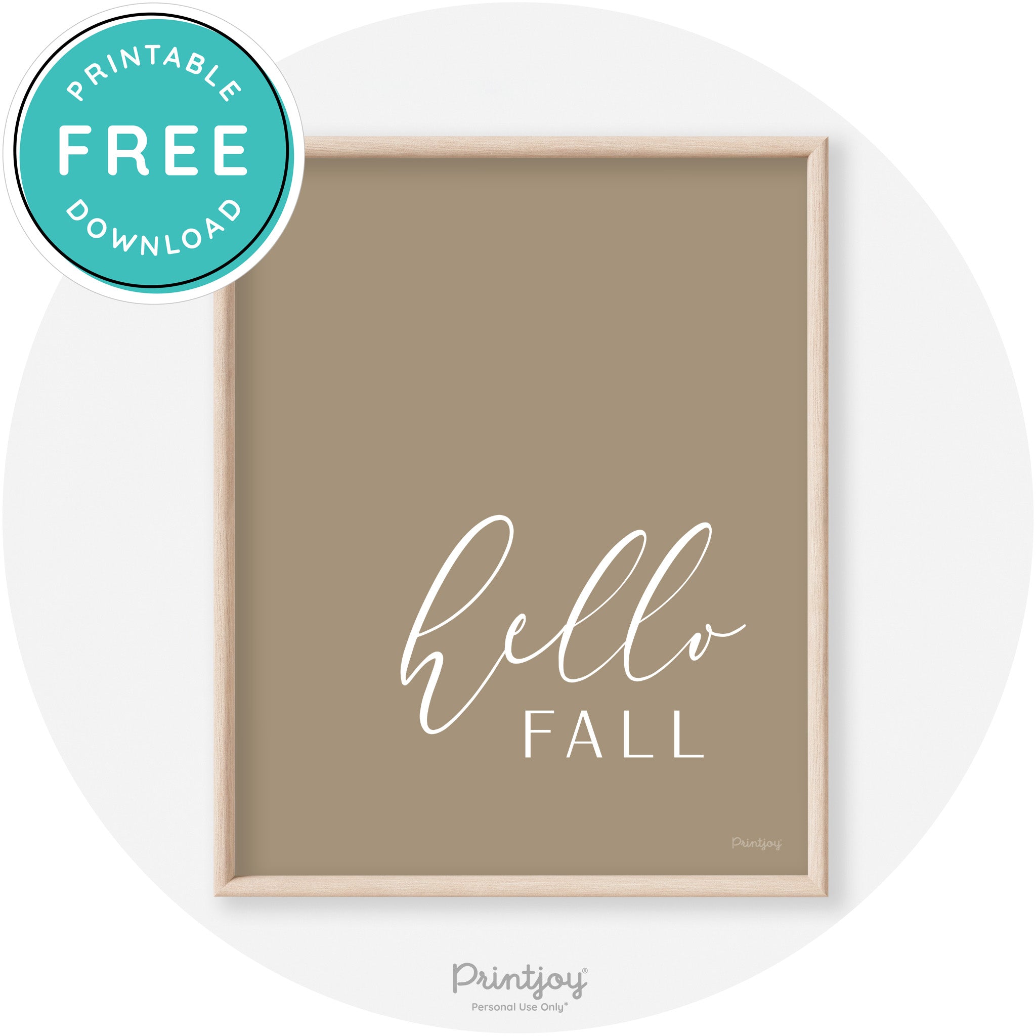 Hello Fall Cursive Modern Transitional Fall Wall Art Decor Free Printable - Printjoy