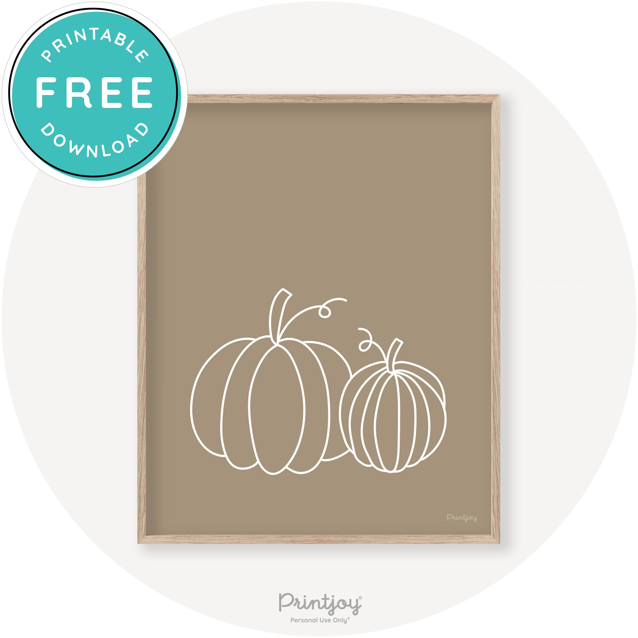 Pumpkin Pair Line Art Cute Fall Modern Chic Wall Art Printable - Printjoy