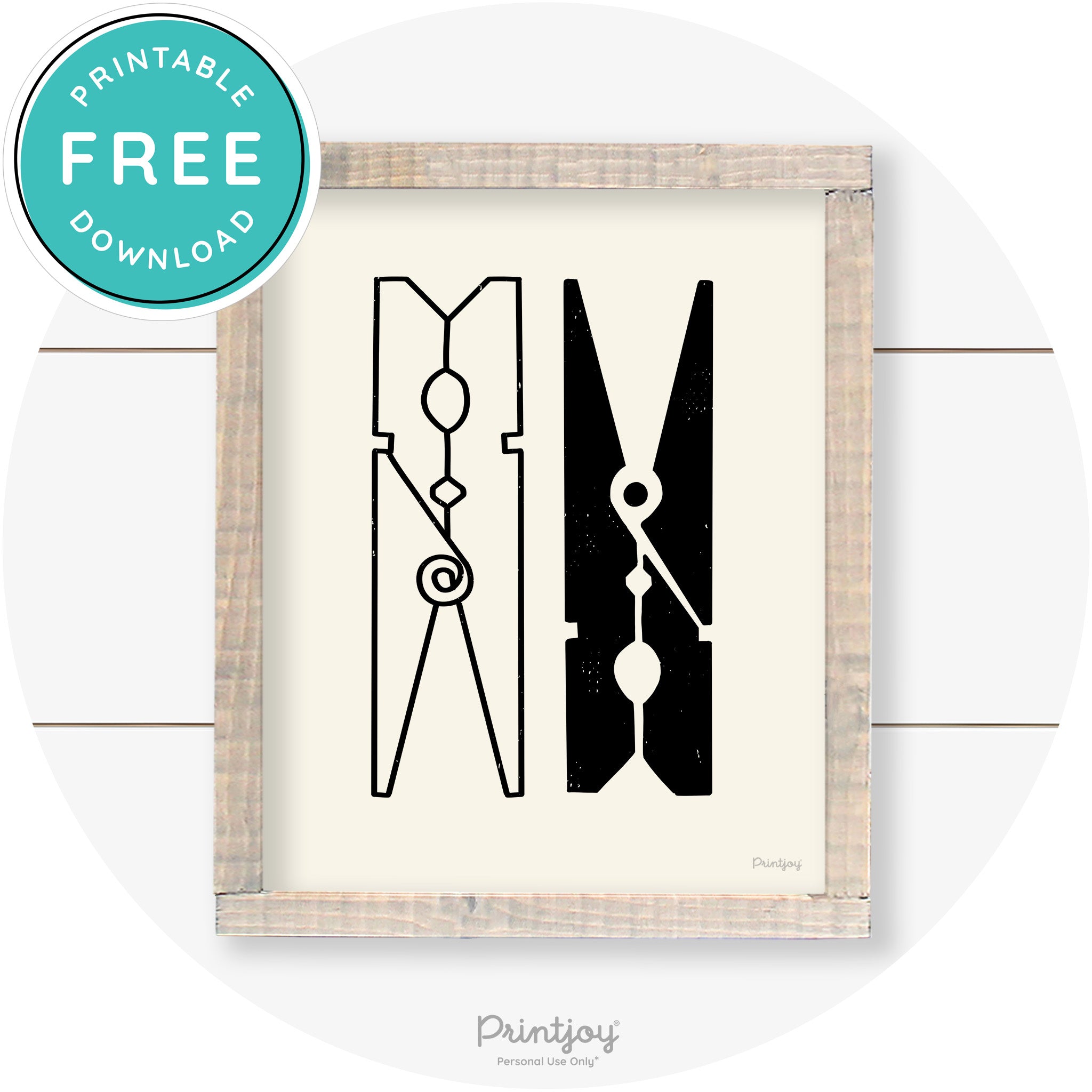 Clothespins Cute Laundry Room Farmhouse Wall Art Free Printable - Printjoy