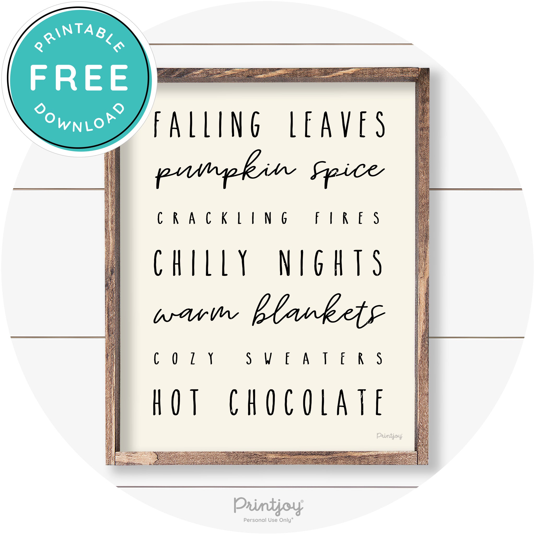 Fall Favorite Things Cute Farmhouse Autumn Wall Art Free Printable - Printjoy