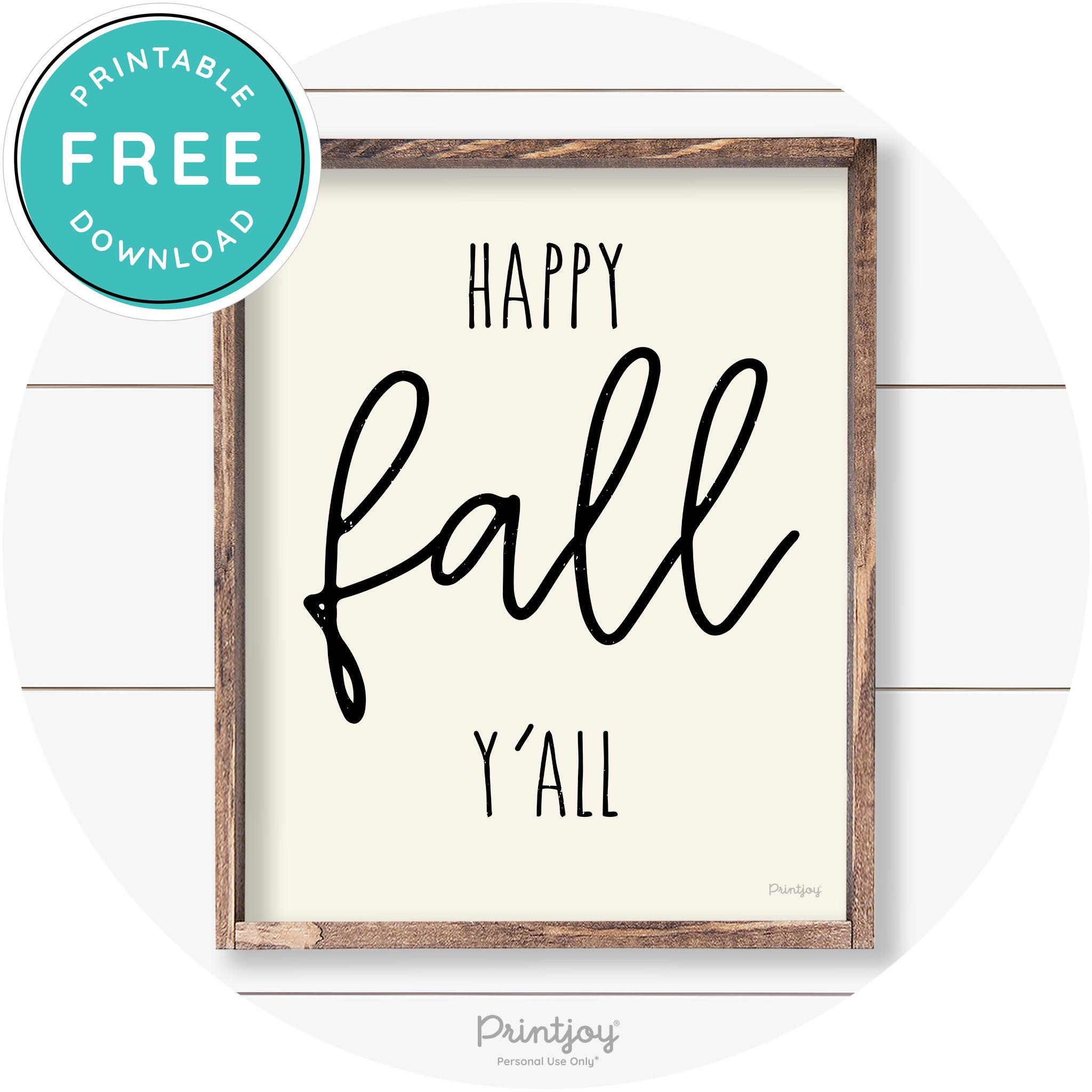 Happy Fall Y'all Cute Farmhouse Autumn Wall Art Decor Free Printable - Printjoy