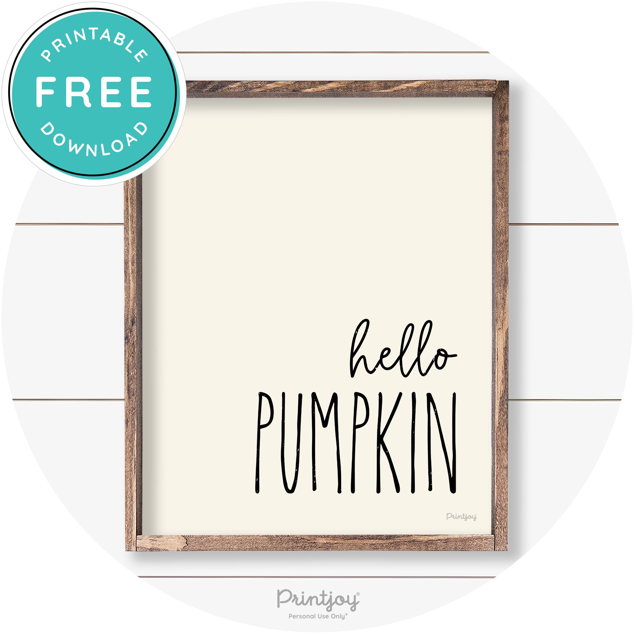 Hello Pumpkin Cute Fun Simple Farmhouse Wall Art Free Printable - Printjoy