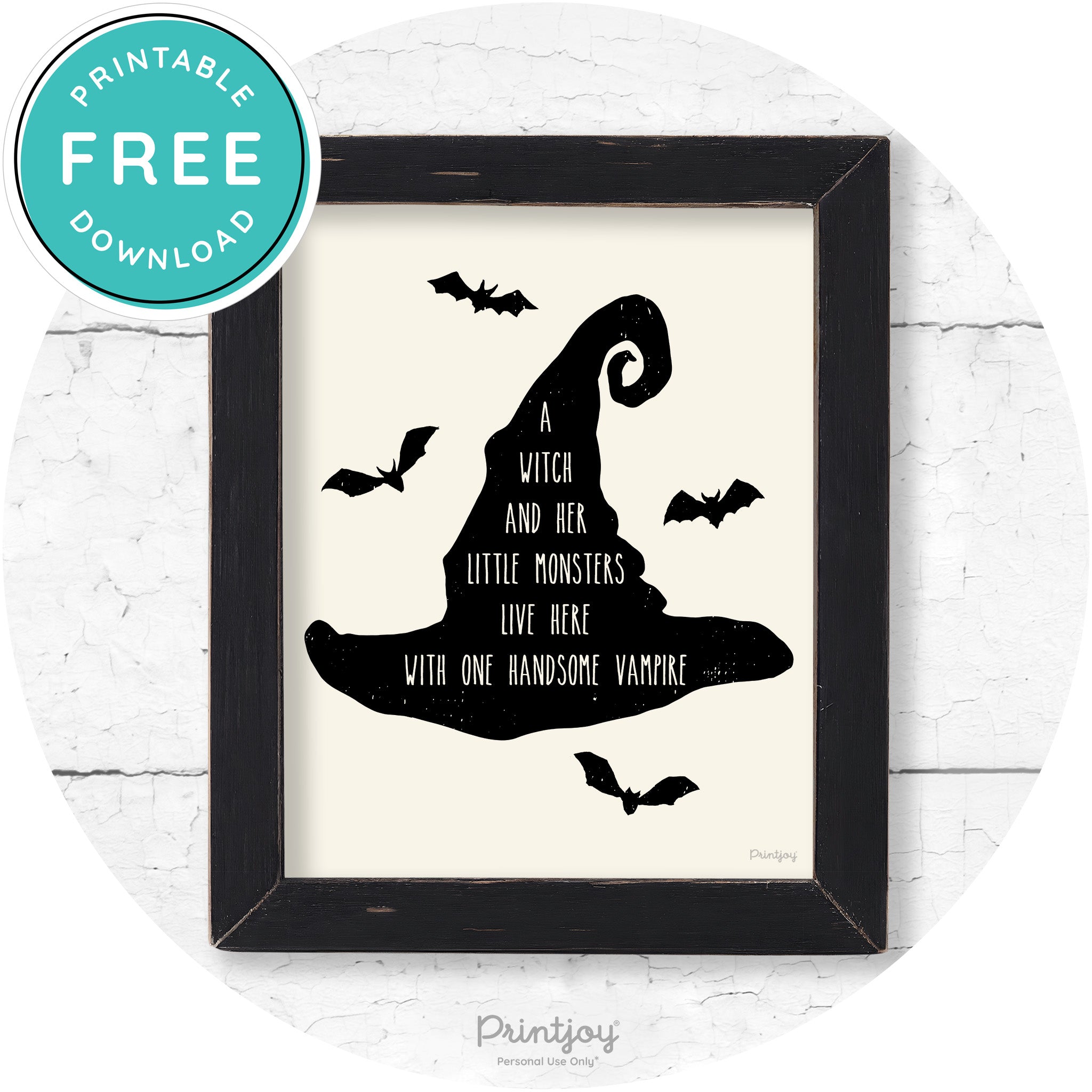 Fun Halloween Family Farmhouse Witch Hat Wall Art Free Printable - Printjoy