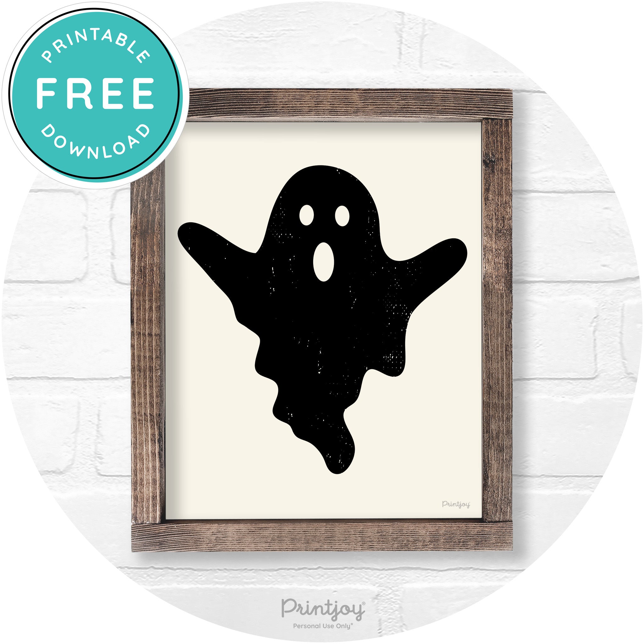 Halloween Cute Ghost Rustic Farmhouse Wall Art Free Printable - Printjoy