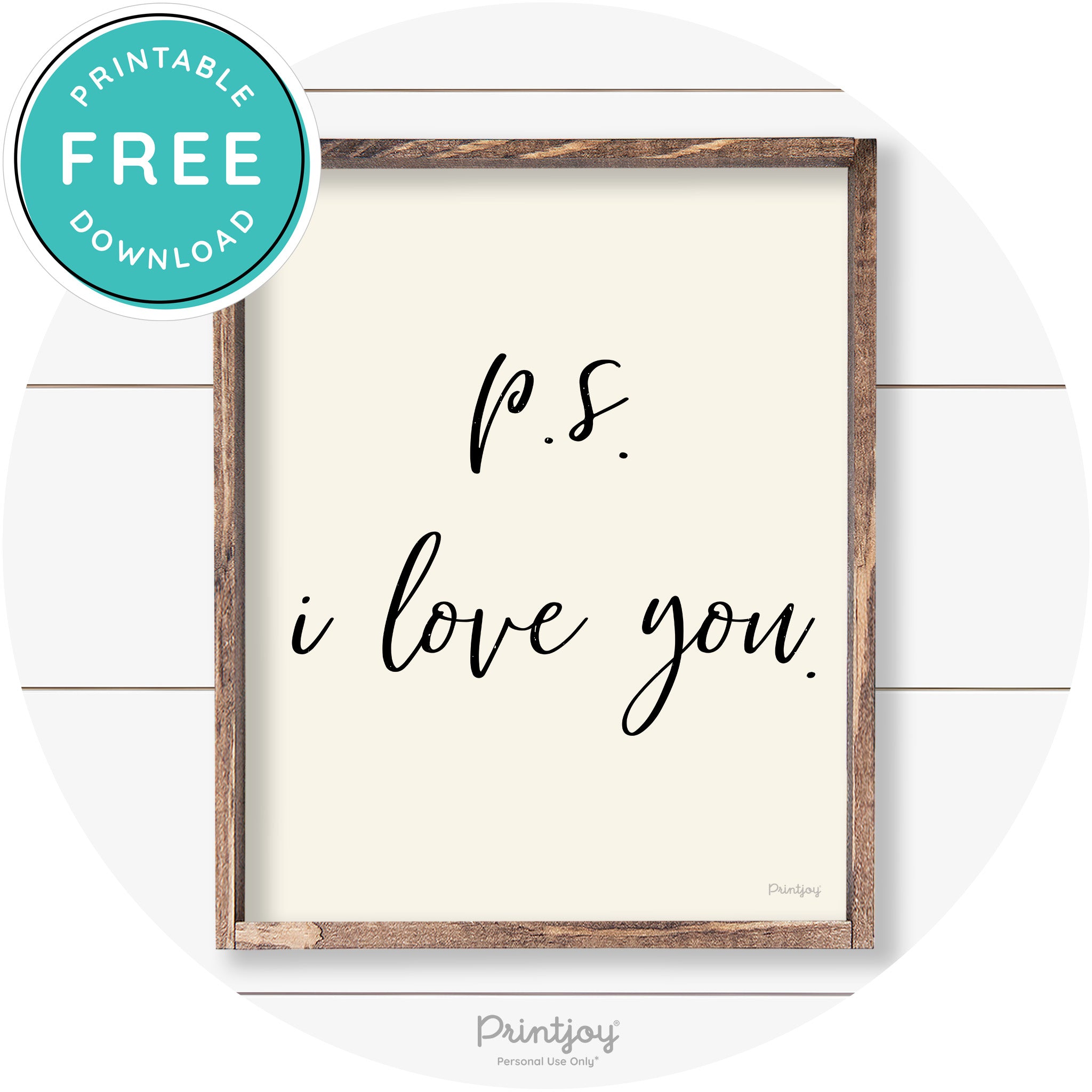 P.S. I Love You Cute Couples Farmhouse Wall Art Decor Free Printable - Printjoy