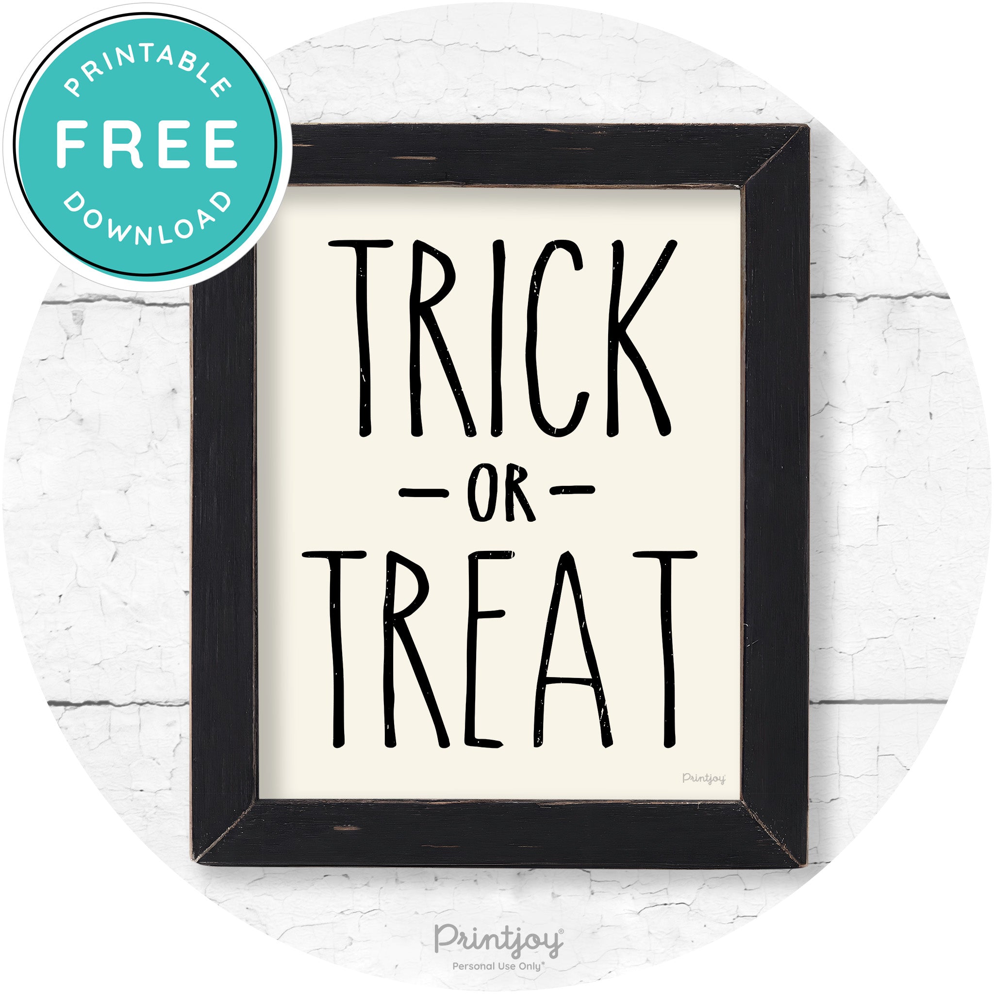 Trick Or Treat Lettering Farmhouse Halloween Wall Art Free Printable - Printjoy