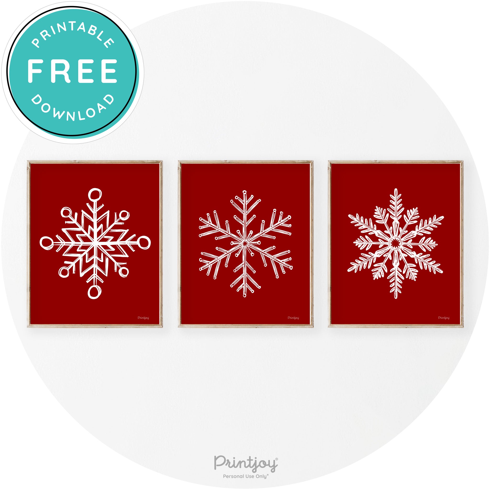 Snowflakes Set Of 3 Christmas Transitional Wall Art Decor Free Printable