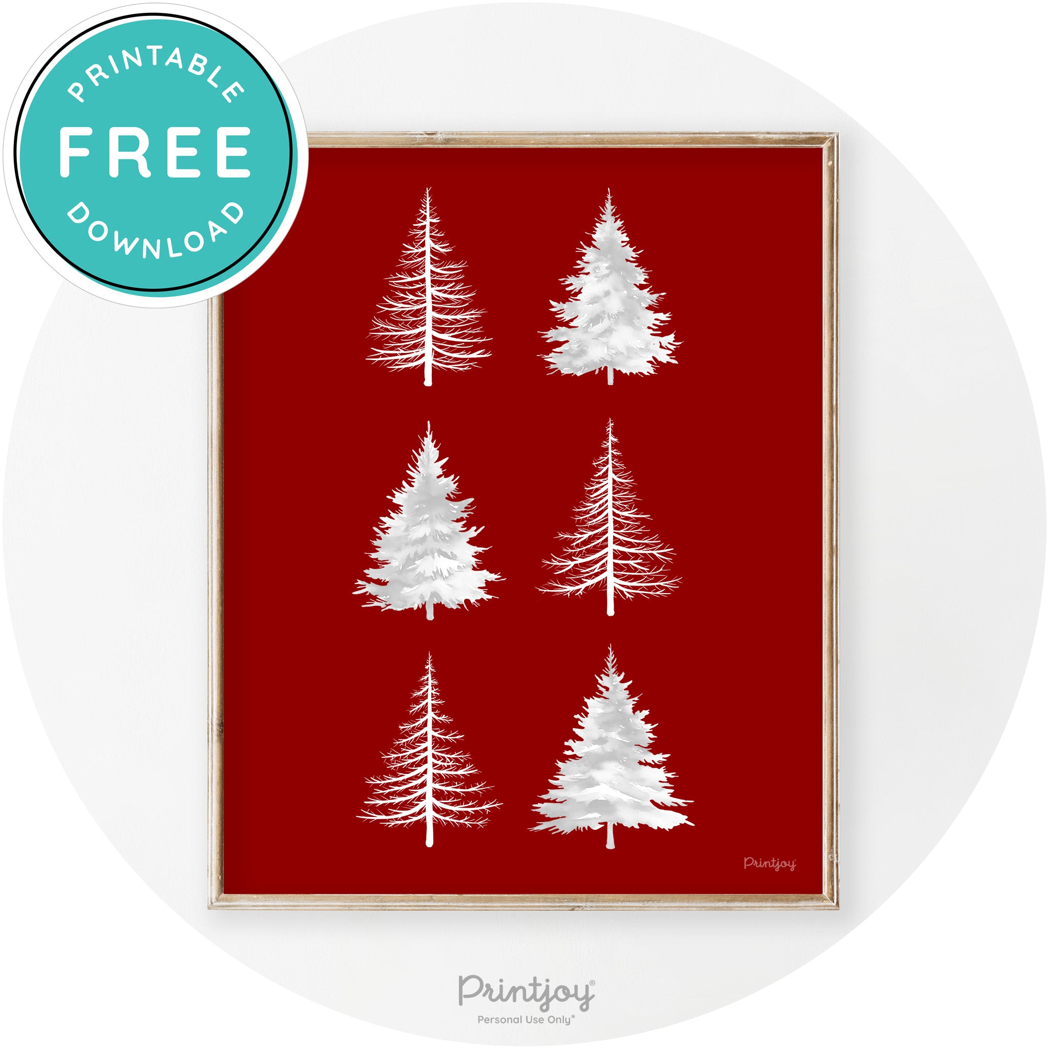 Christmas Trees Silhouette Modern Transitional Wall Art Free Printable - Printjoy