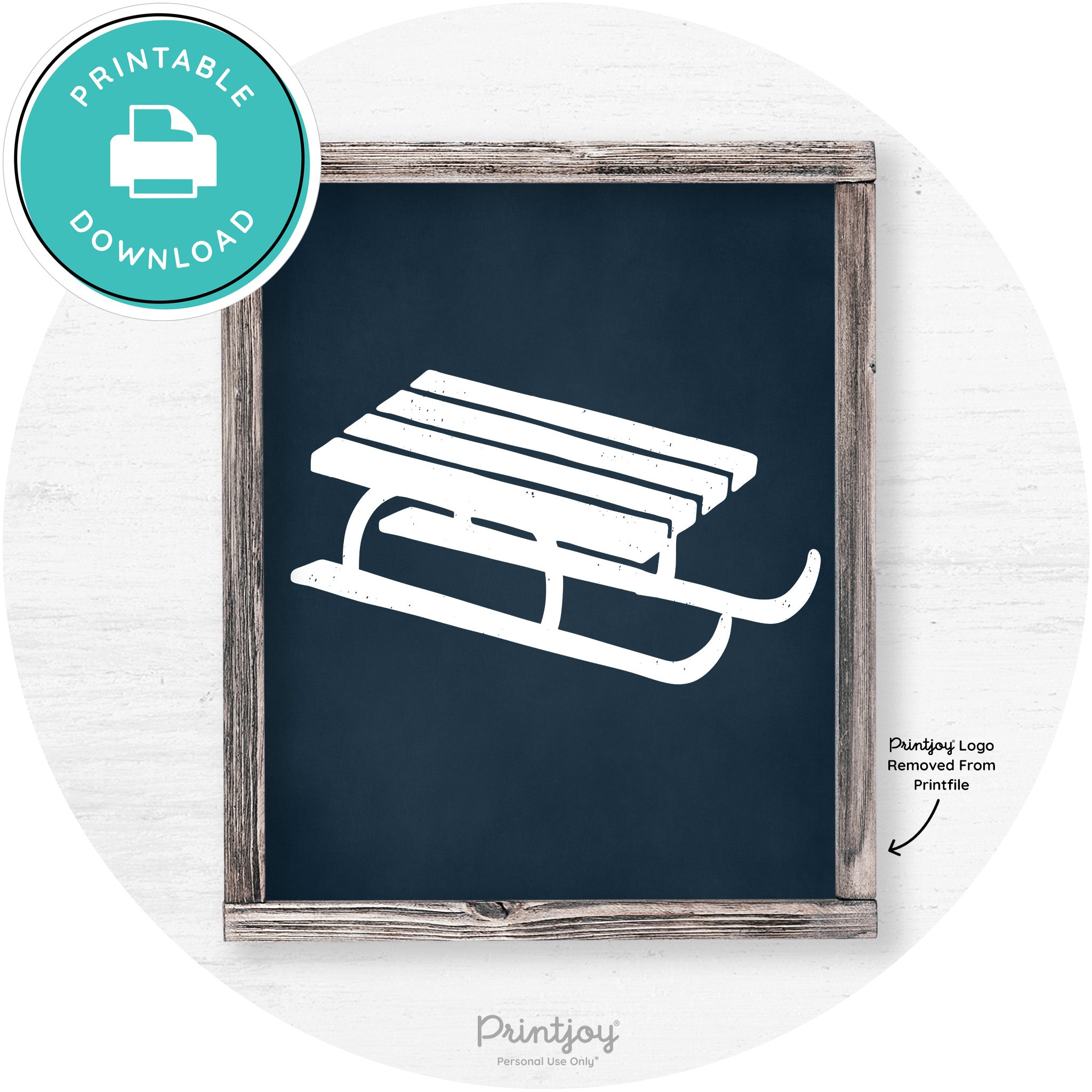 Winter Old Fashioned Sled Rustic Farmhouse Wall Art Free Printable - Printjoy