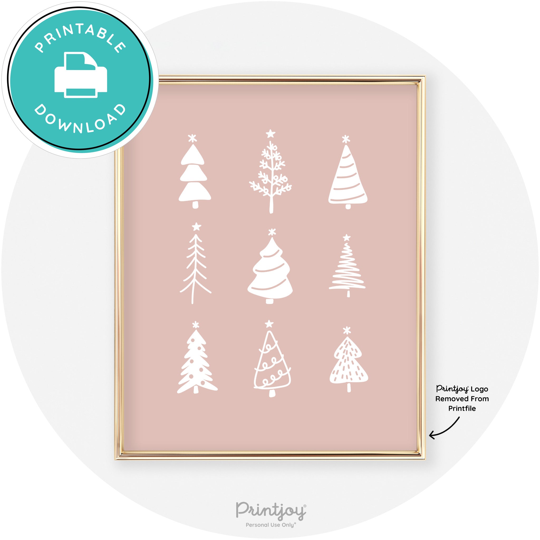 Christmas Trees Cute Modern Chic Wall Art Decor Free Printable - Printjoy