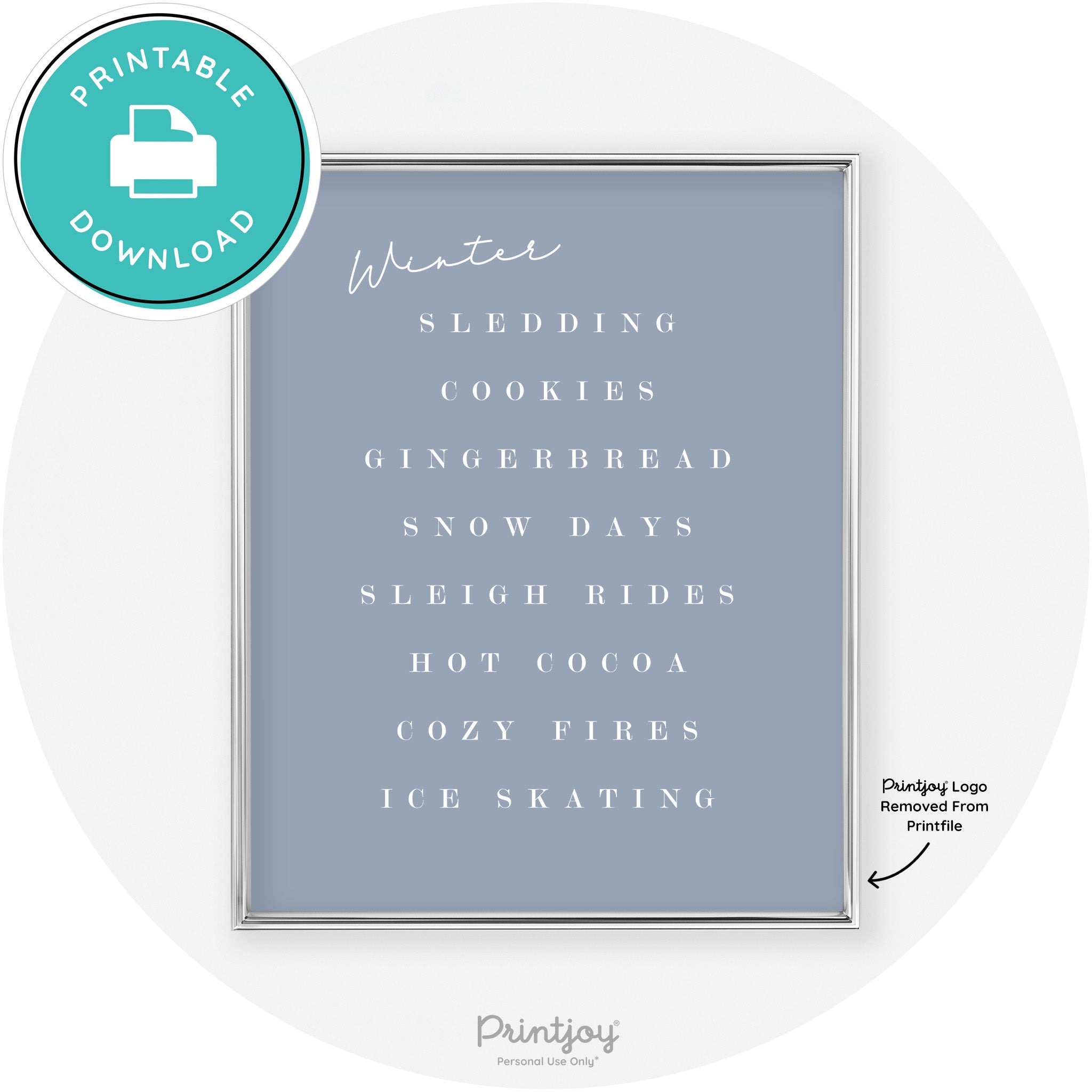 Winter Favorite Things Modern Chic Wall Art Decor Free Printable - Printjoy