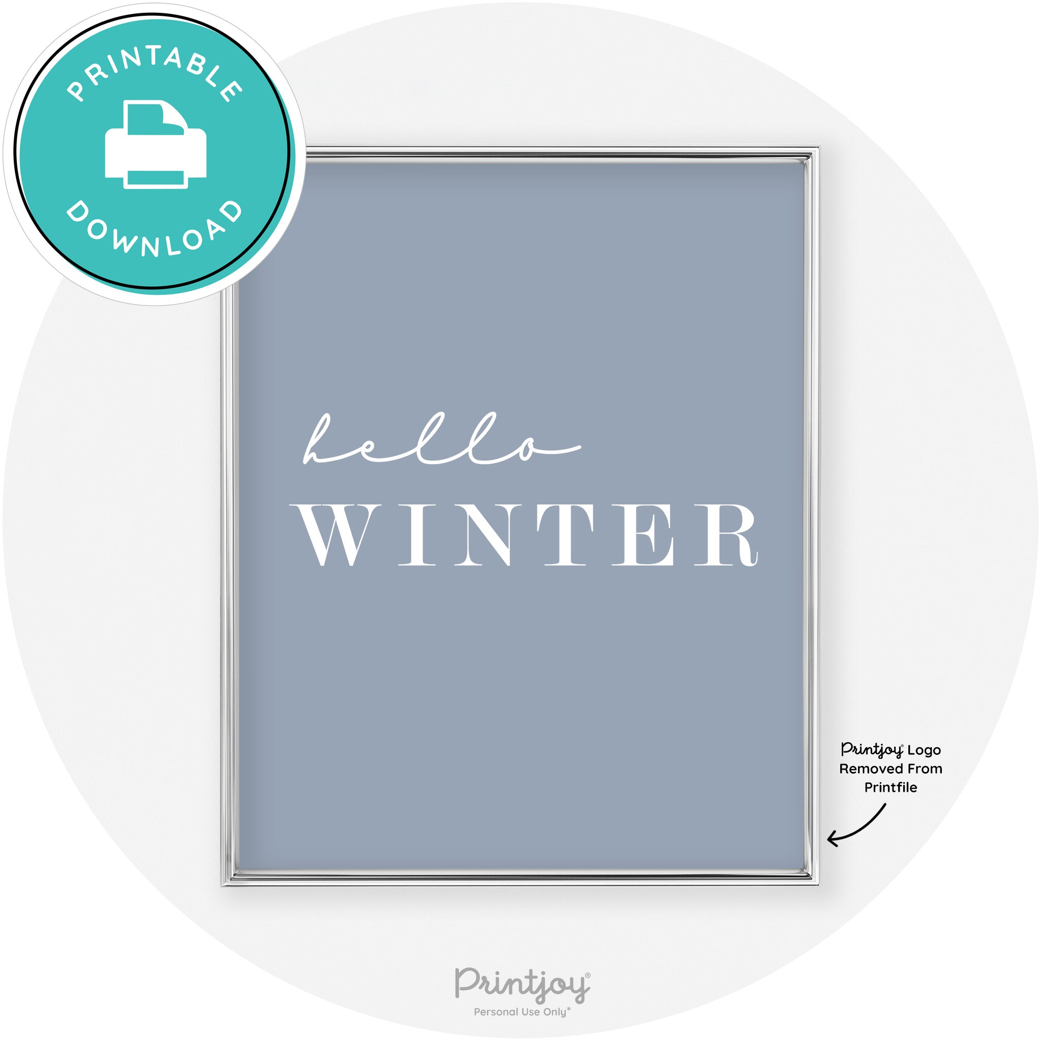 Hello Winter Cute Seasonal Modern Chic Wall Art Decor Free Printable - Printjoy