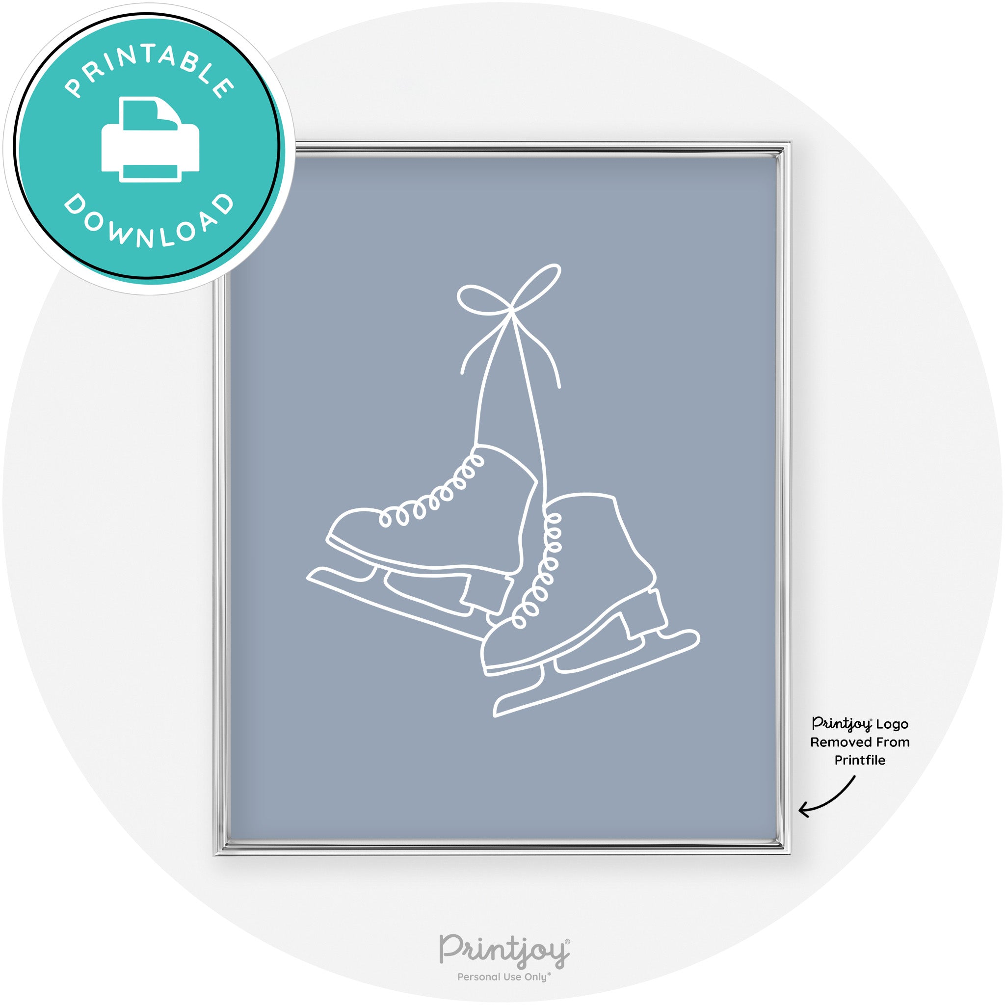 Ice Skates Line Art Cute Winter Modern Chic Wall Art Free Printable - Printjoy