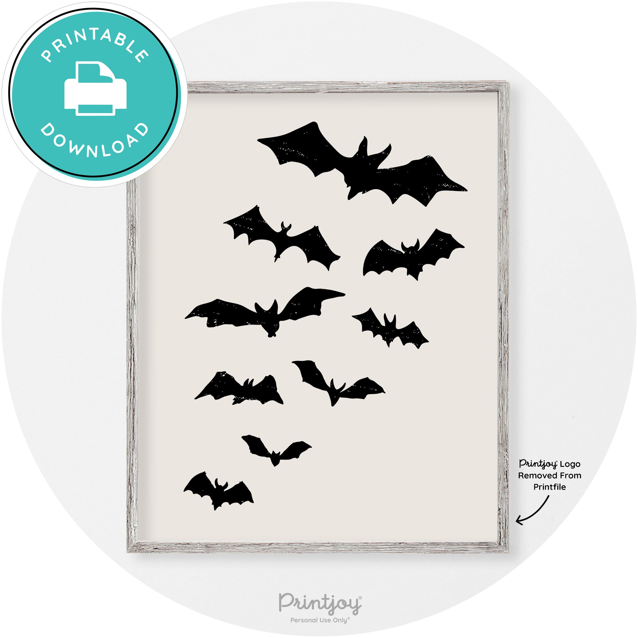 Halloween Bats Silhouette Modern Vintage Wall Art Free Printable - Printjoy