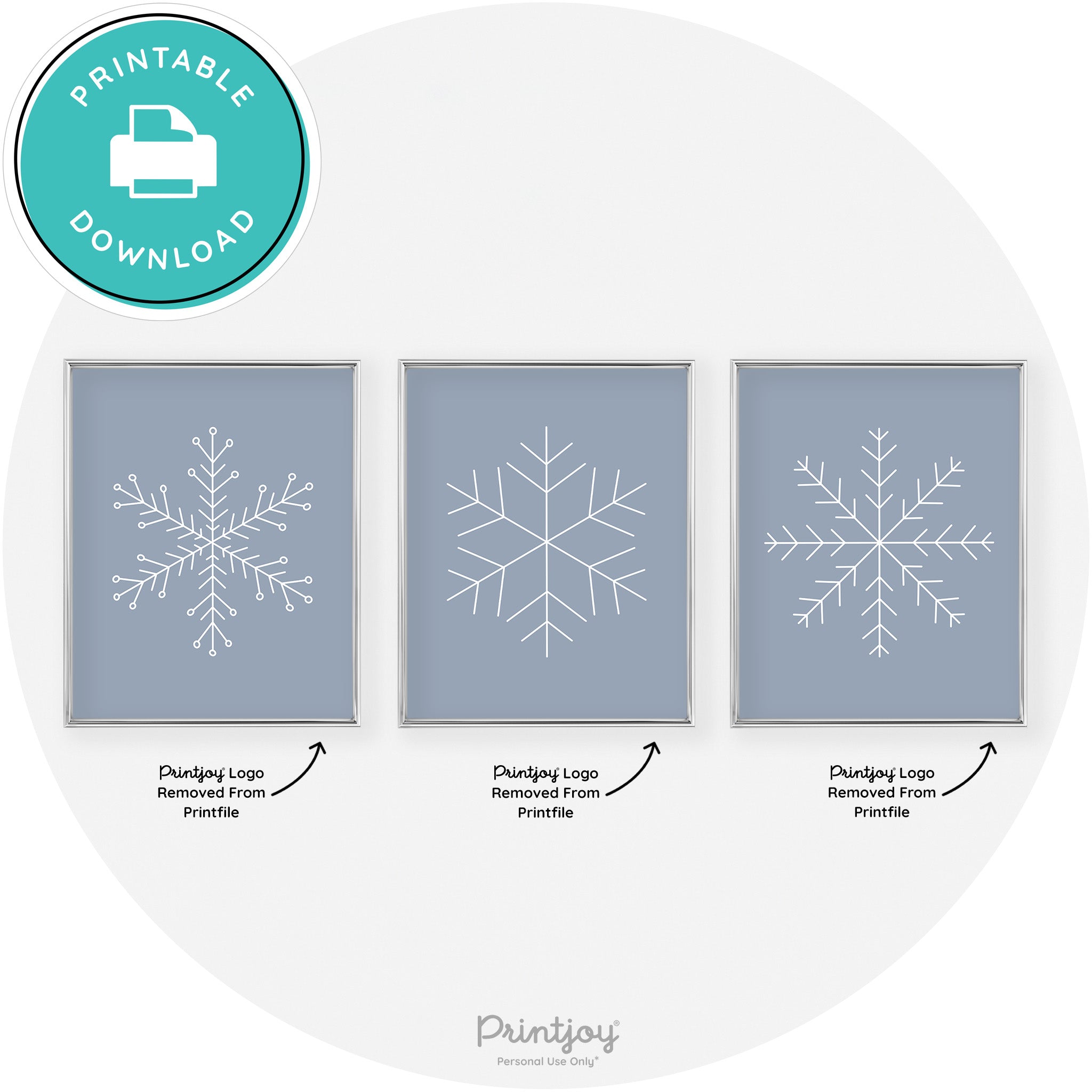Snowflake Line Art Set Of 3 Cute Winter Chic Wall Art Free Printable - Printjoy